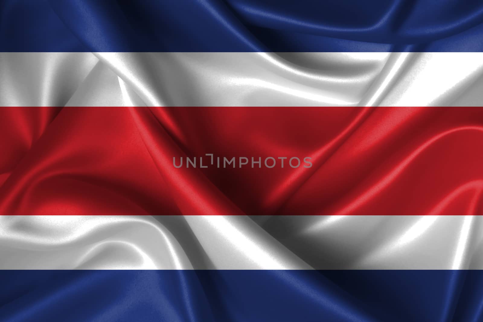 Realistic wavy flag of Costa Rica.