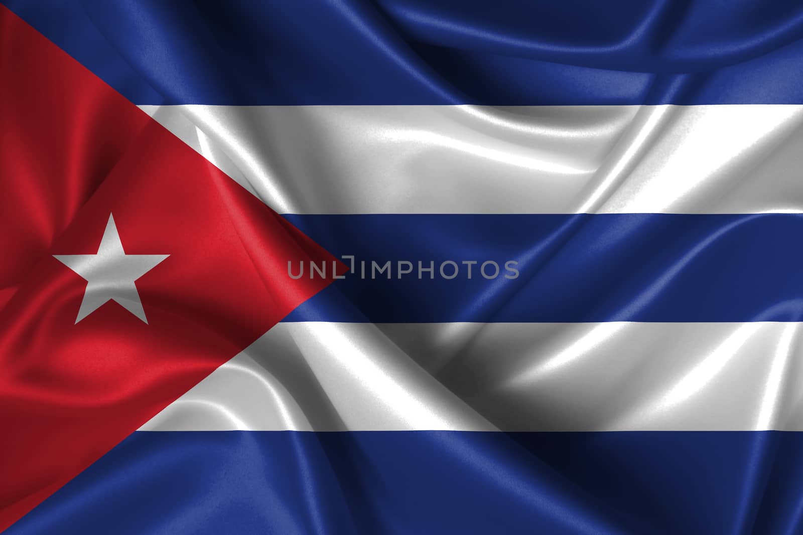 Realistic wavy flag of Cuba.