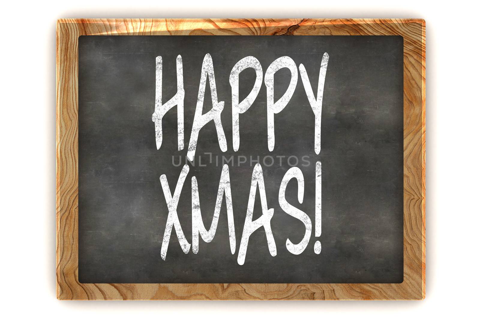 A Colourful 3d Rendered Illustration of a Blackboard Showing Happy Xmas