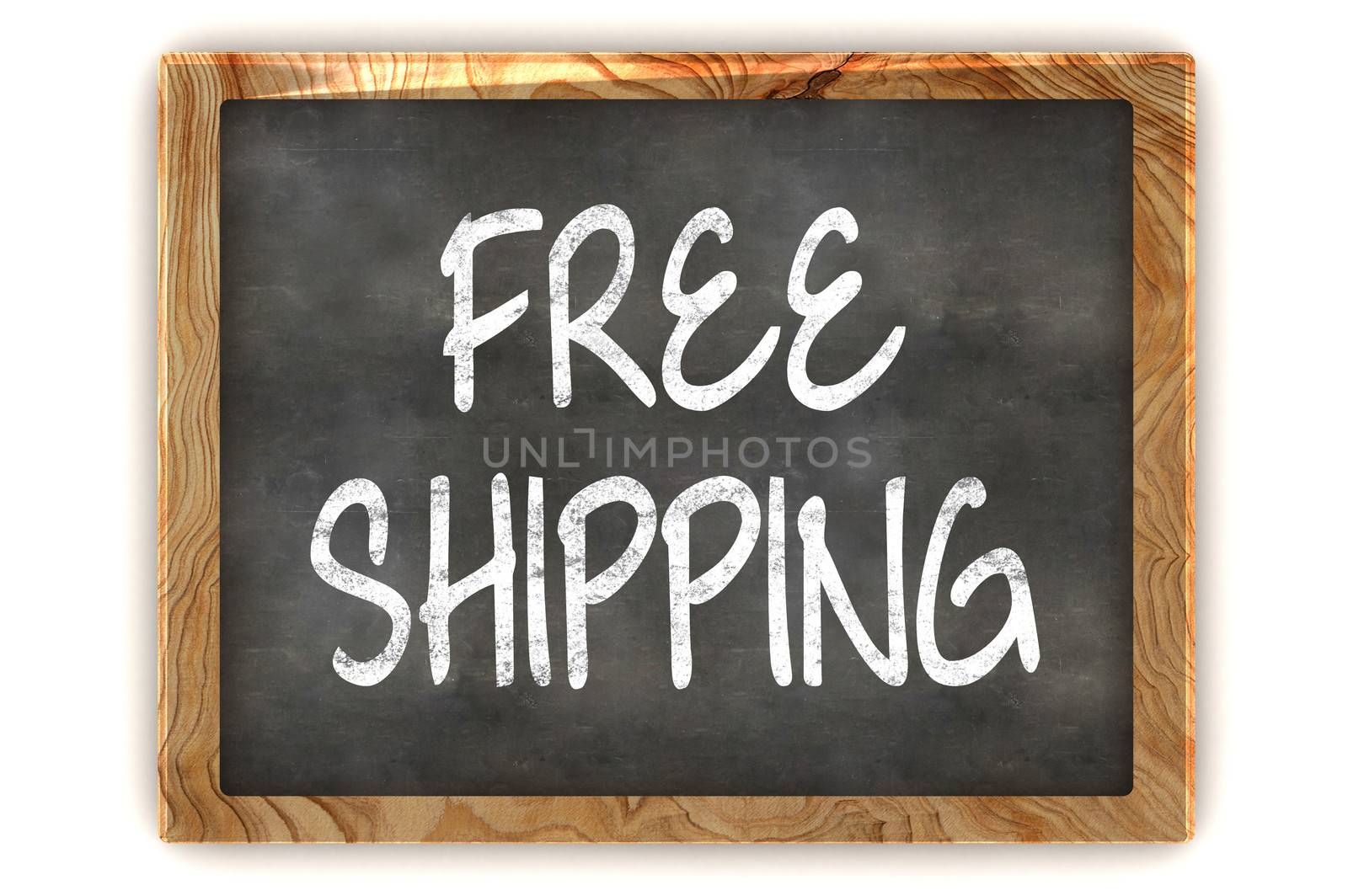 A Colourful 3d Rendered Illustration of a Blackboard Showing Free Shipping