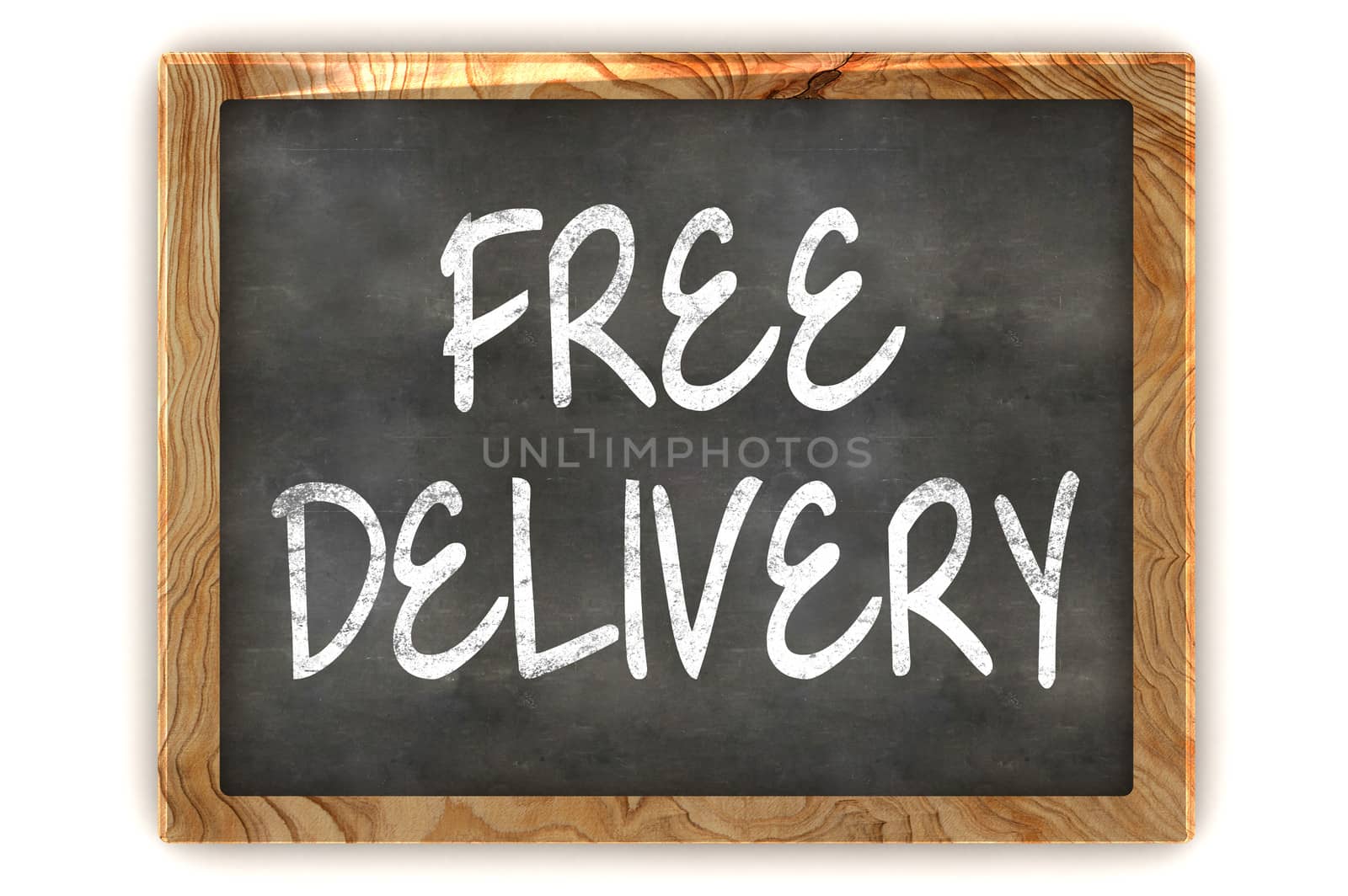 A Colourful 3d Rendered Illustration of a Blackboard Showing Free Delivery