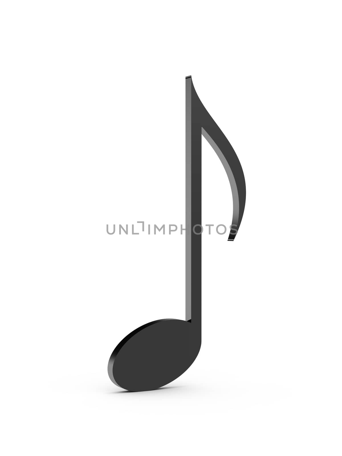 Single black musical note, isolated on white background.