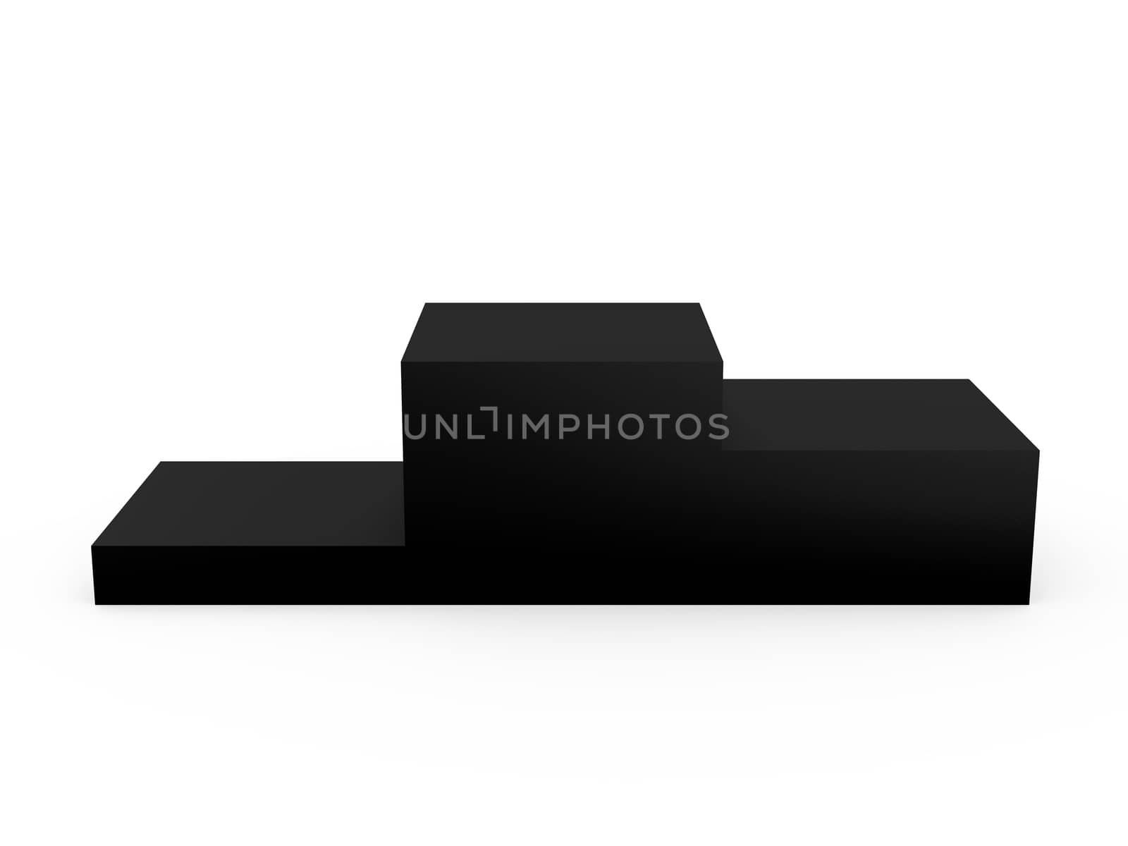 Black empty winner podium, isolated on white background.