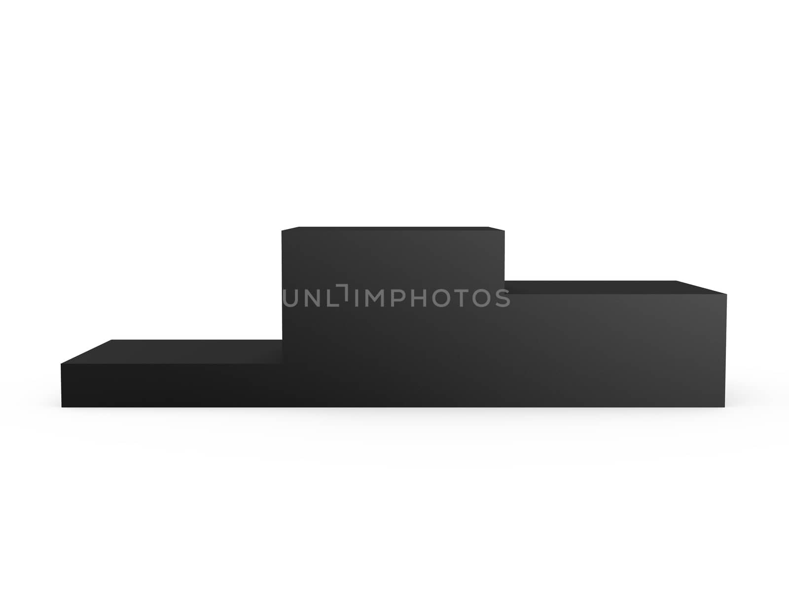 Black empty winner podium, isolated on white background.