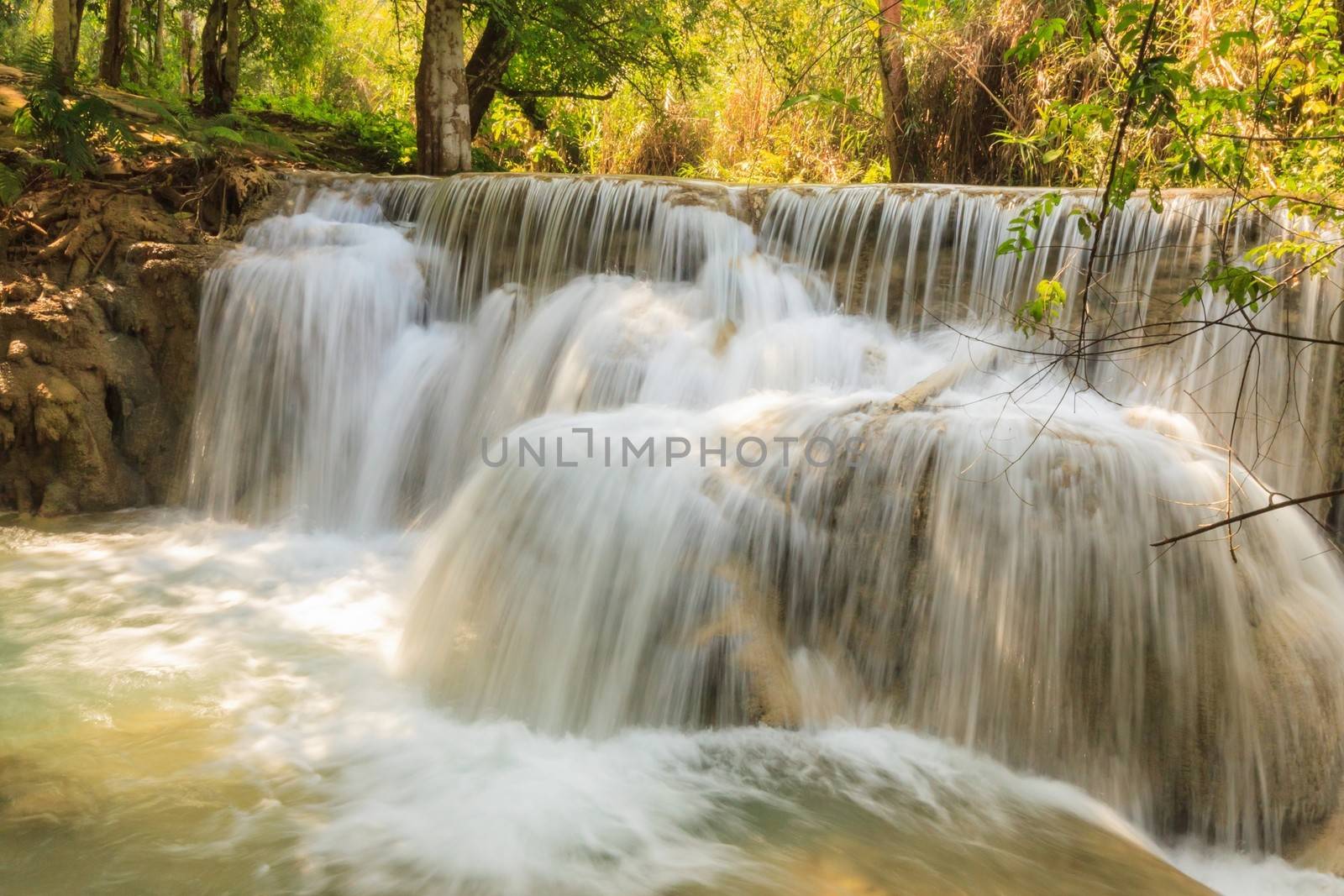 Beautiful Kuang Si waterfalls at Laos.