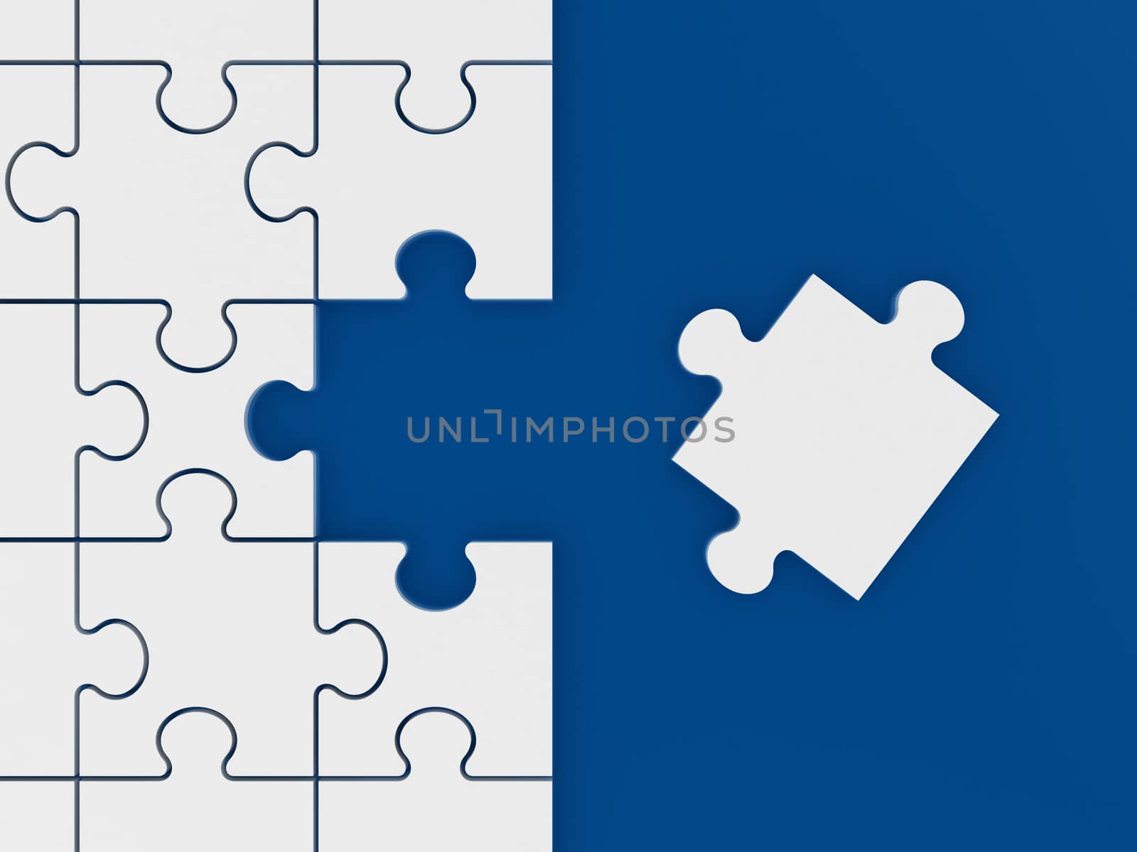 Puzzle waiting to be completed on blue background.