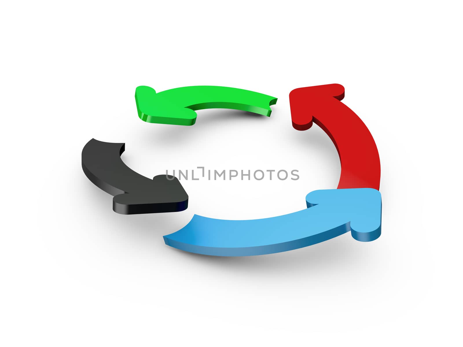 Wavy colorful arrow signs, isolated on white.