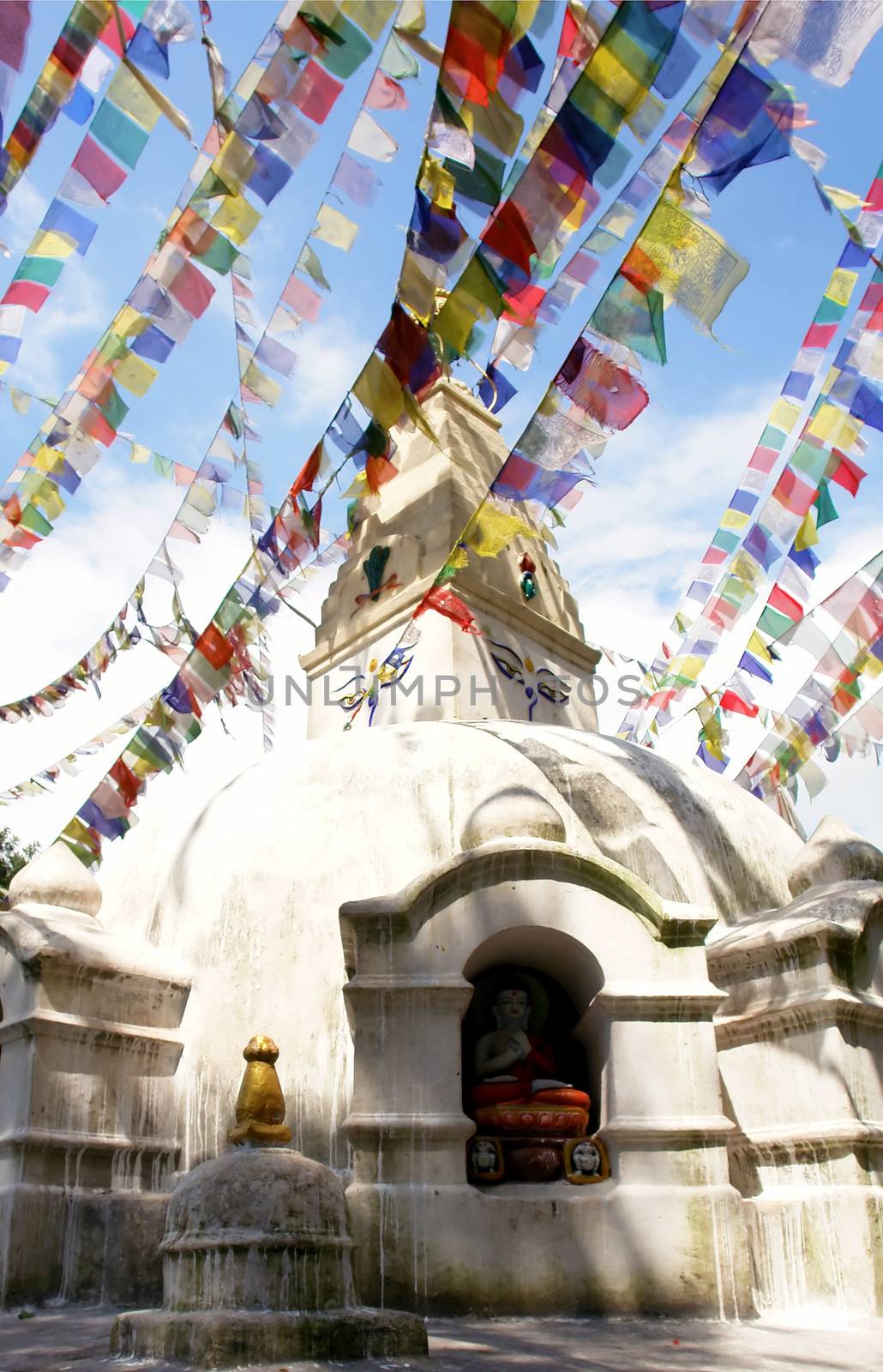 Mantras at Swayambhunath stupa temple on the outskirts of Kathmandu, Nepal