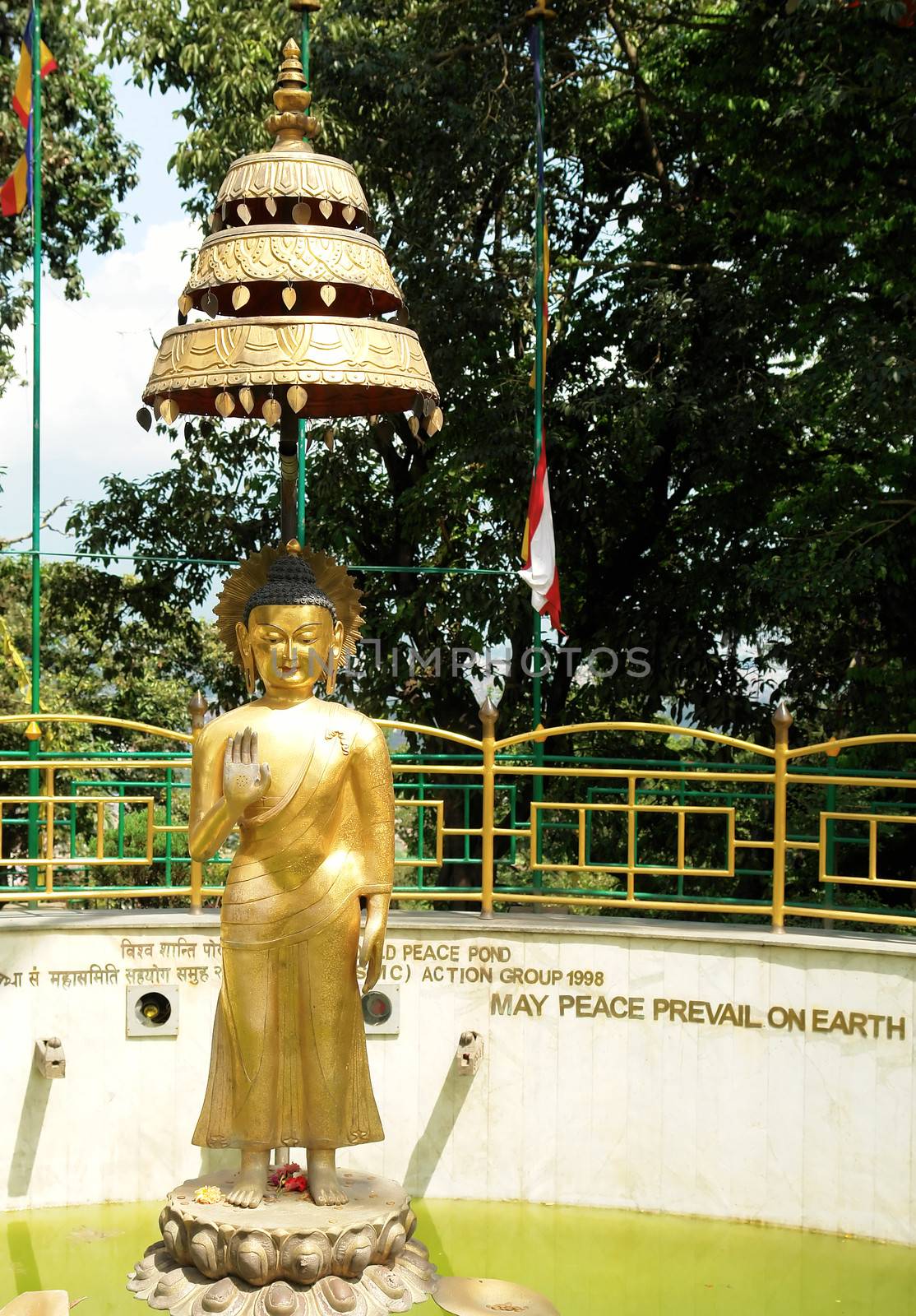 Swayambhunath stupa temple on the outskirts of Kathmandu, Nepal. Unesco world heritage site (aslo known as "monkey temple")                               