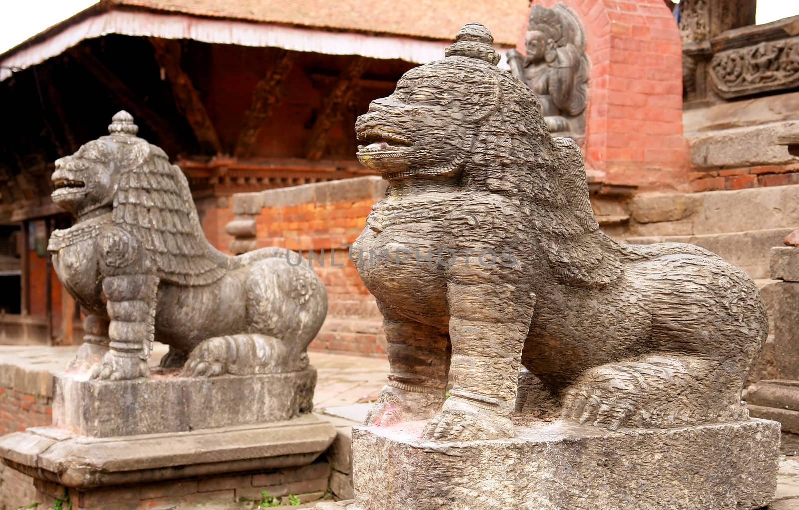 Durbar Square building - Hindu temples in the ancient city, valley of Kathmandu. Nepal
                          