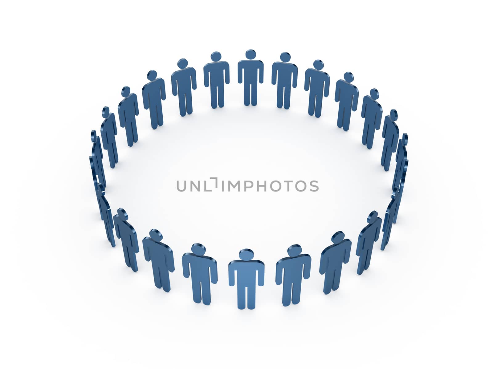 Teamwork concept, blue social men, isolated on white background.