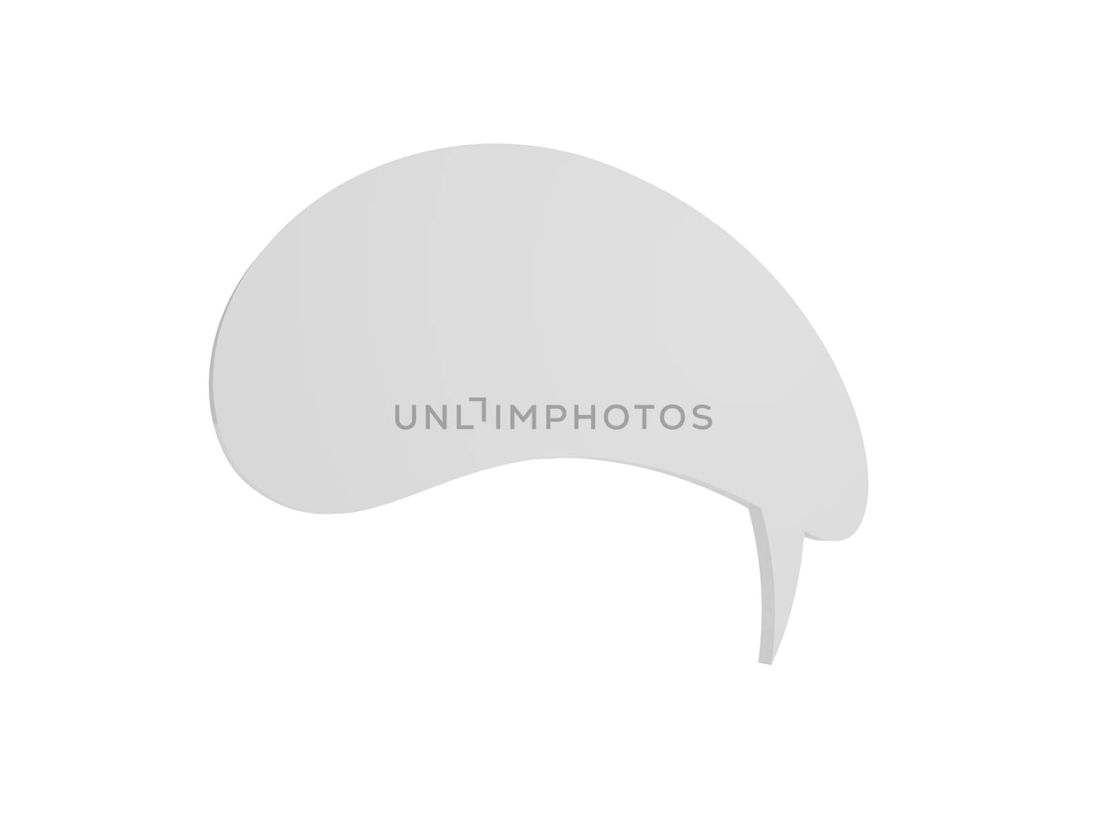 Blank empty white curved speech bubble for your message, isolated on white background.