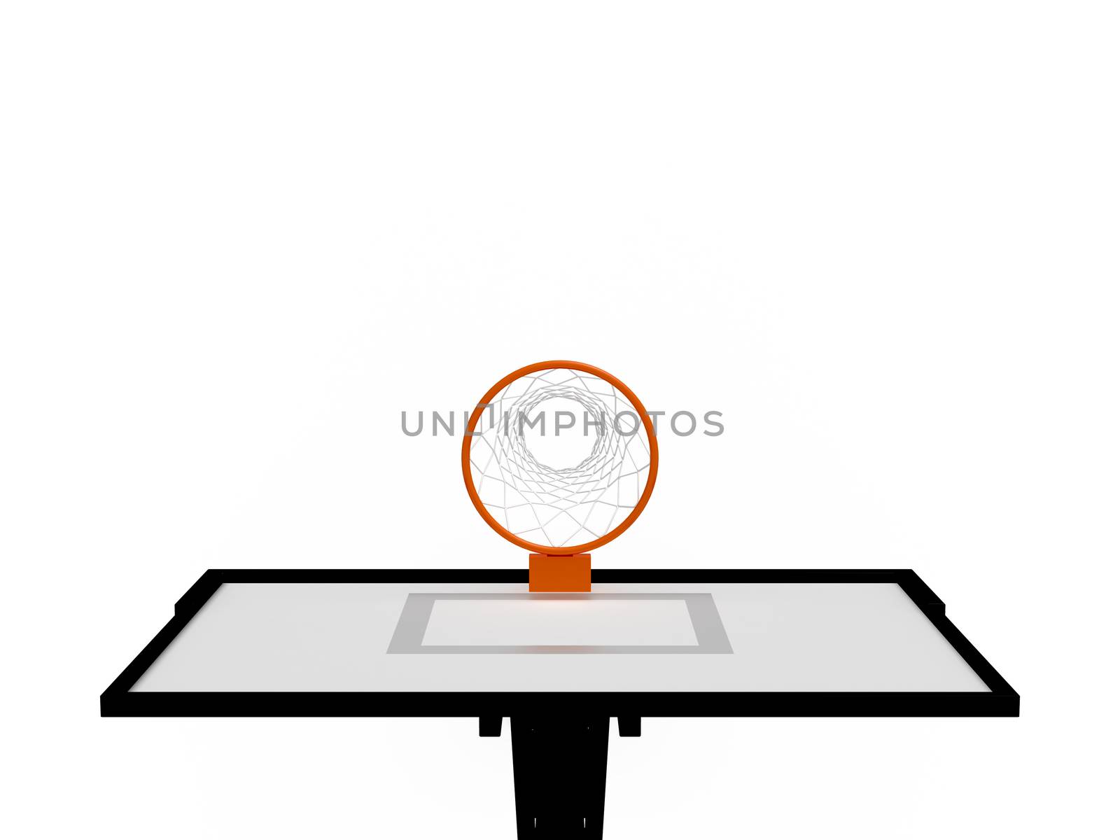 Basketball basket, top view, isolated on white background.
