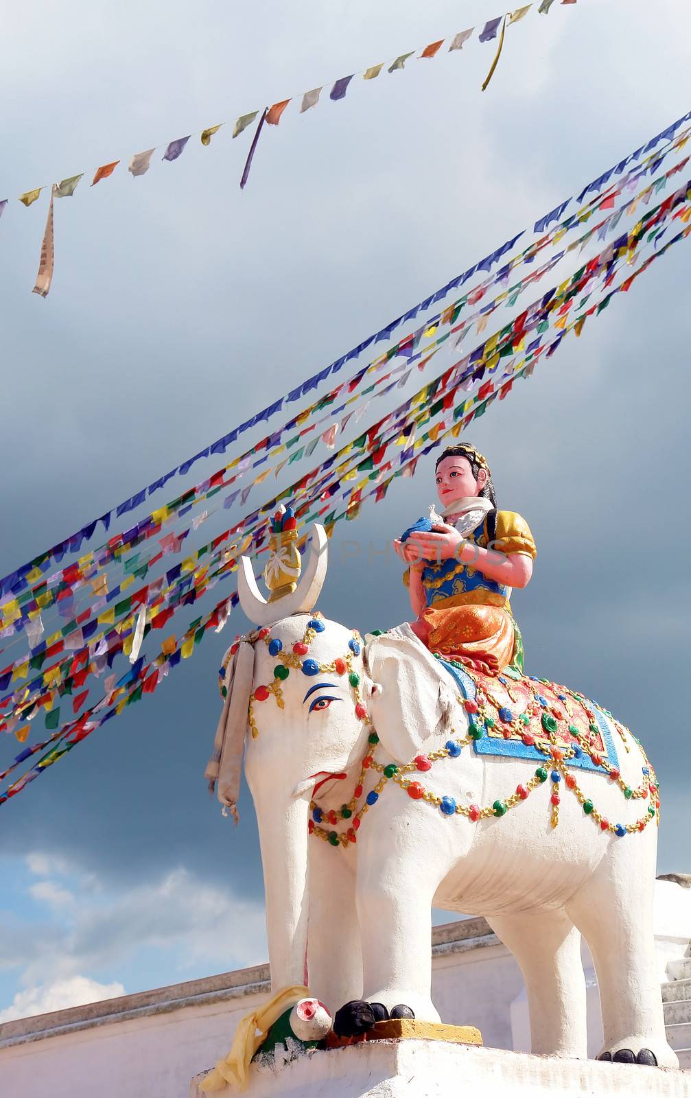 Buddhist statue in bodhnath stupa, kathmandu 