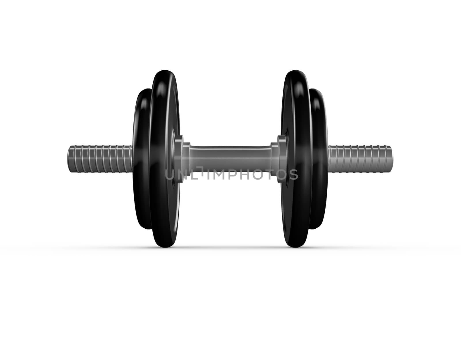 Black dumbells for exercise, isolated on white background.