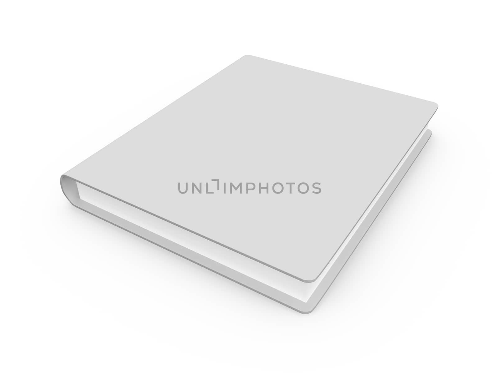 Single book with blank cover template, isolated on white background.