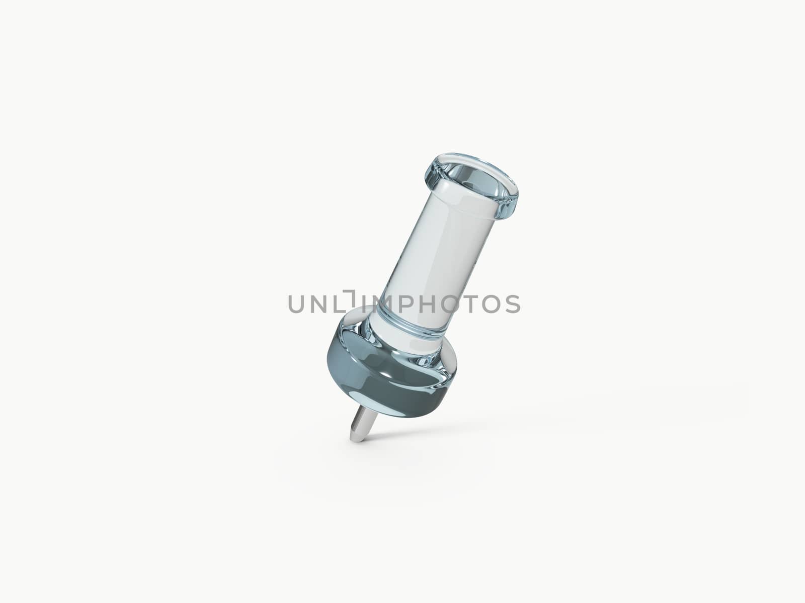 Blue transparency push pin, isolated on white background.