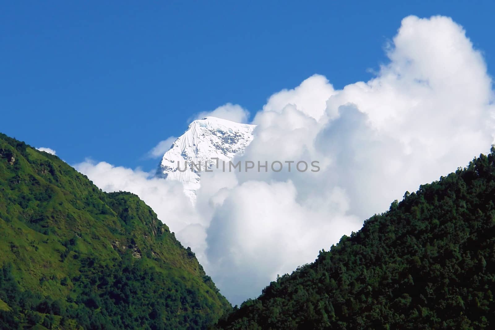 View of Annapurna mountain, trek to base camp conservation area, Nepal