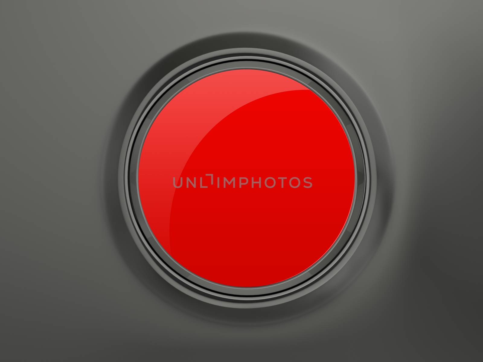 Blank red circular shiny button on dark background.