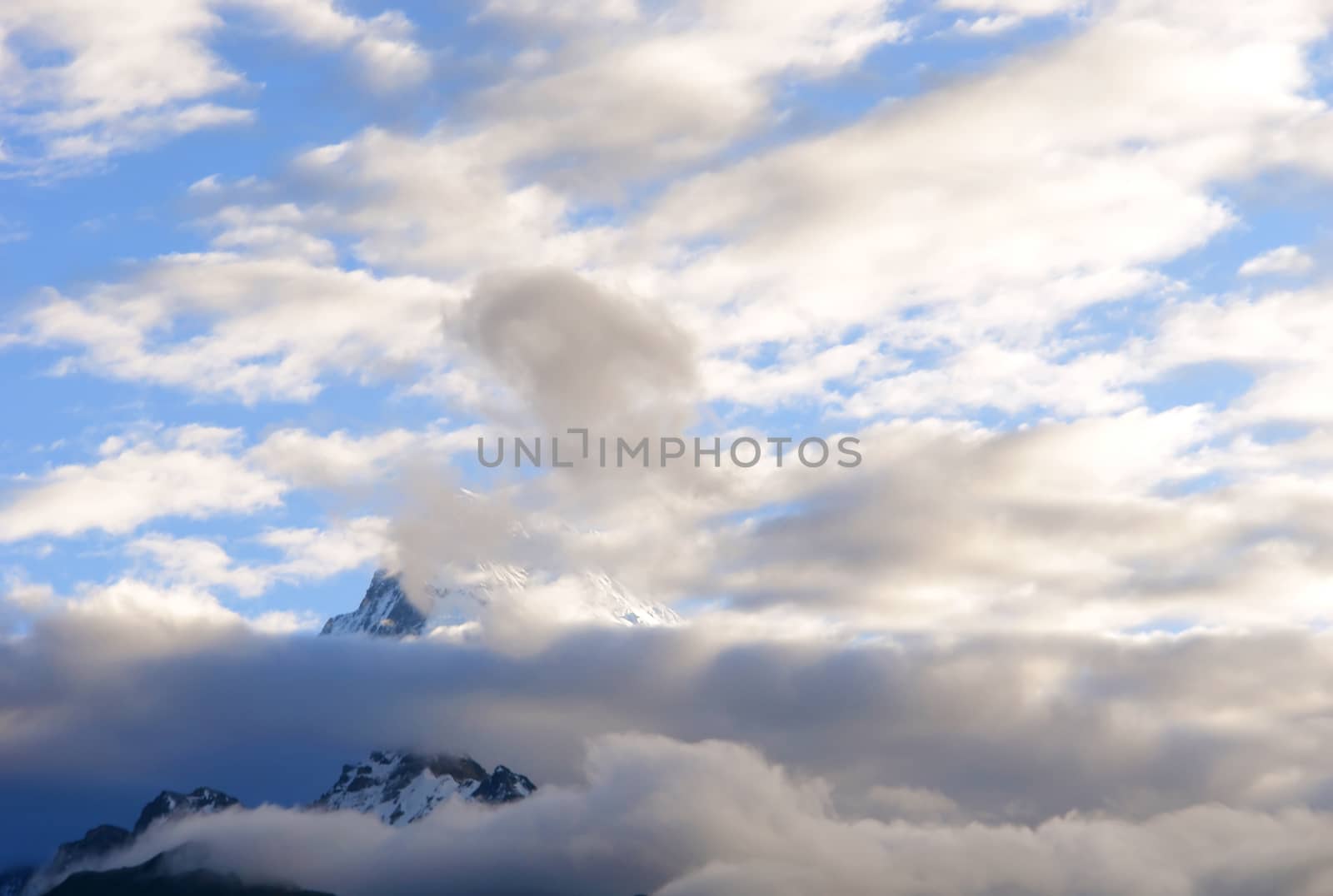 View of Annapurna mountain, trek to base camp conservation area, Nepal