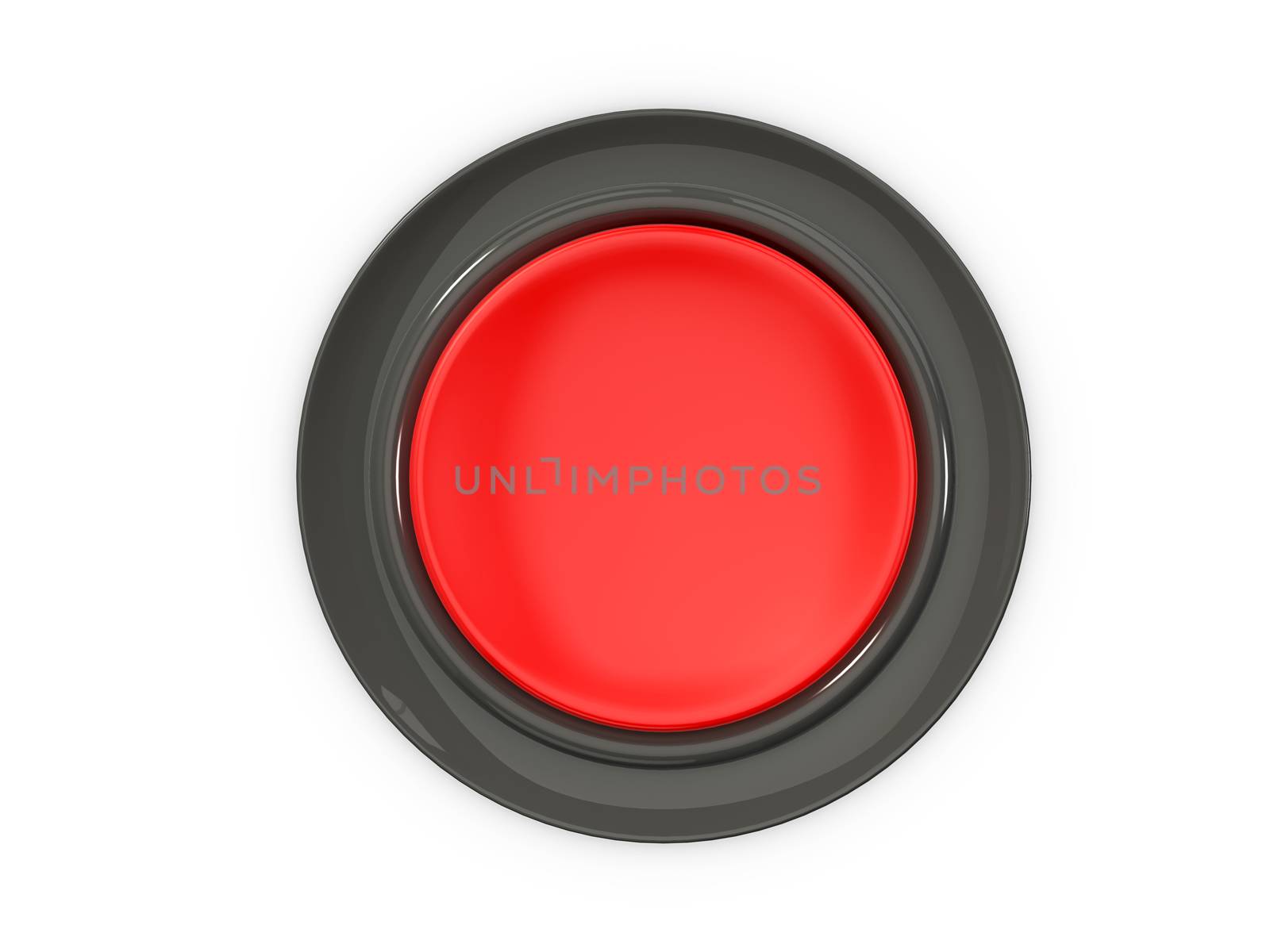 Top view of blank red button, isolated on white background.