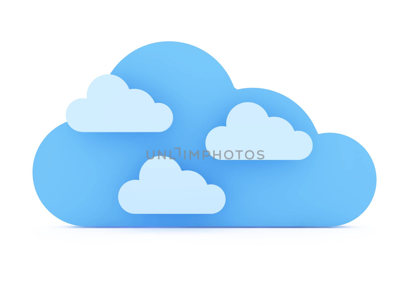 Blue clouds, isolated on white background.
