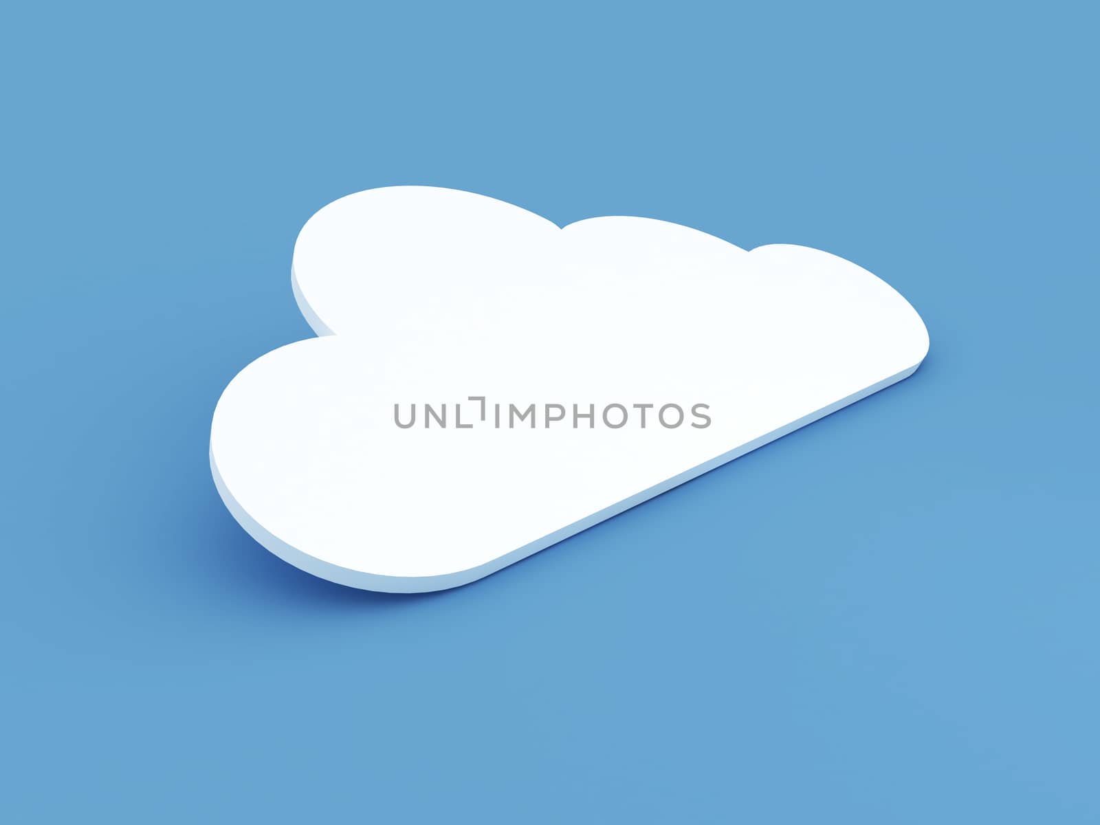 Cloud computing concept with white cloud on blue background.
