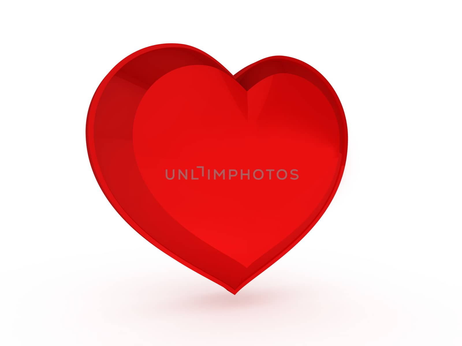 Heart with reflection, isolated on white background.