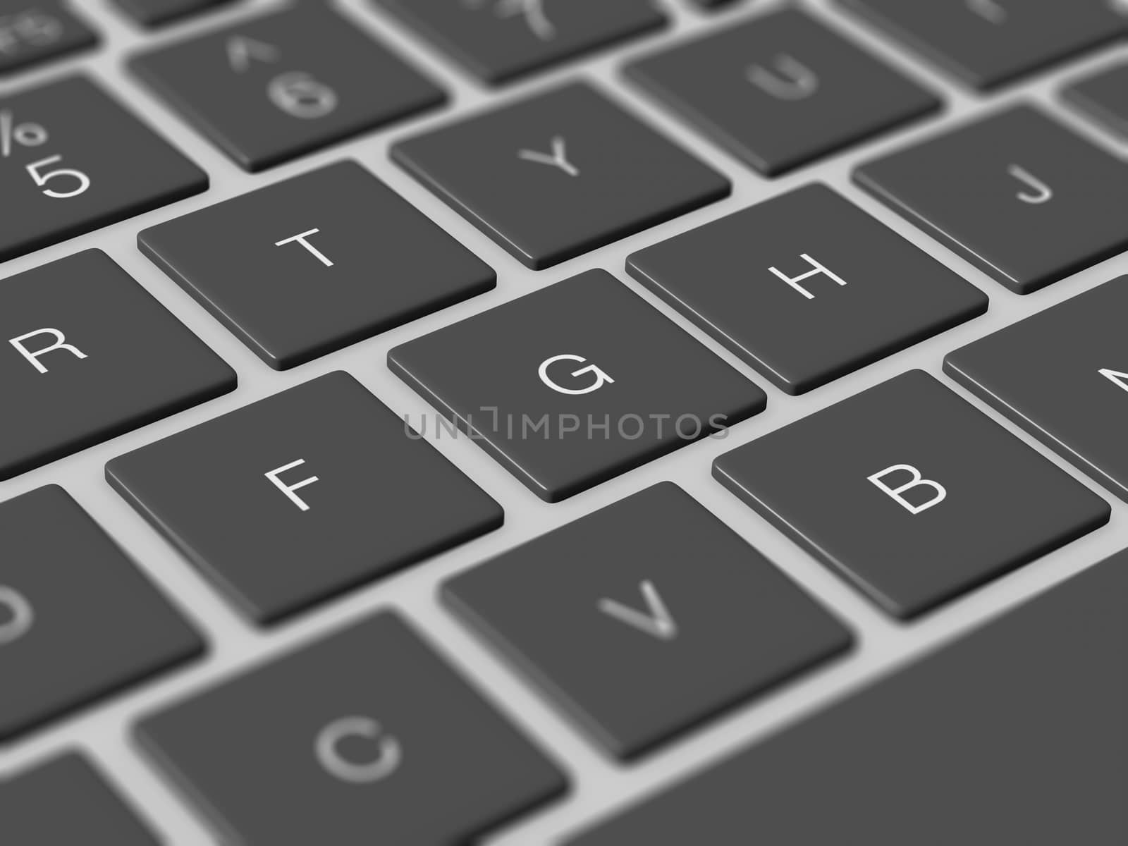 Keys with dark color keyboard, depth of field.