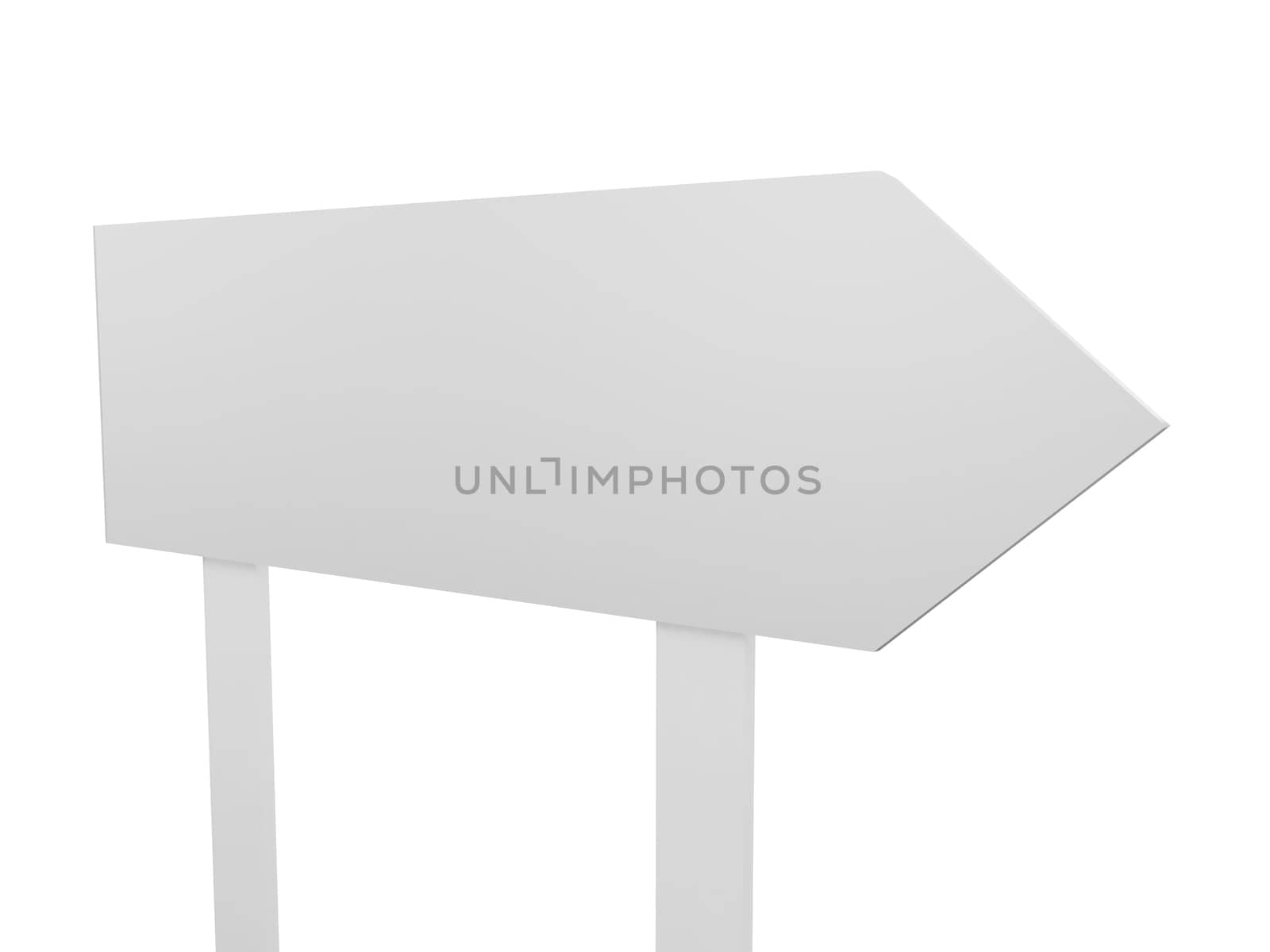 Blank, white road sign template, isolated on white background.