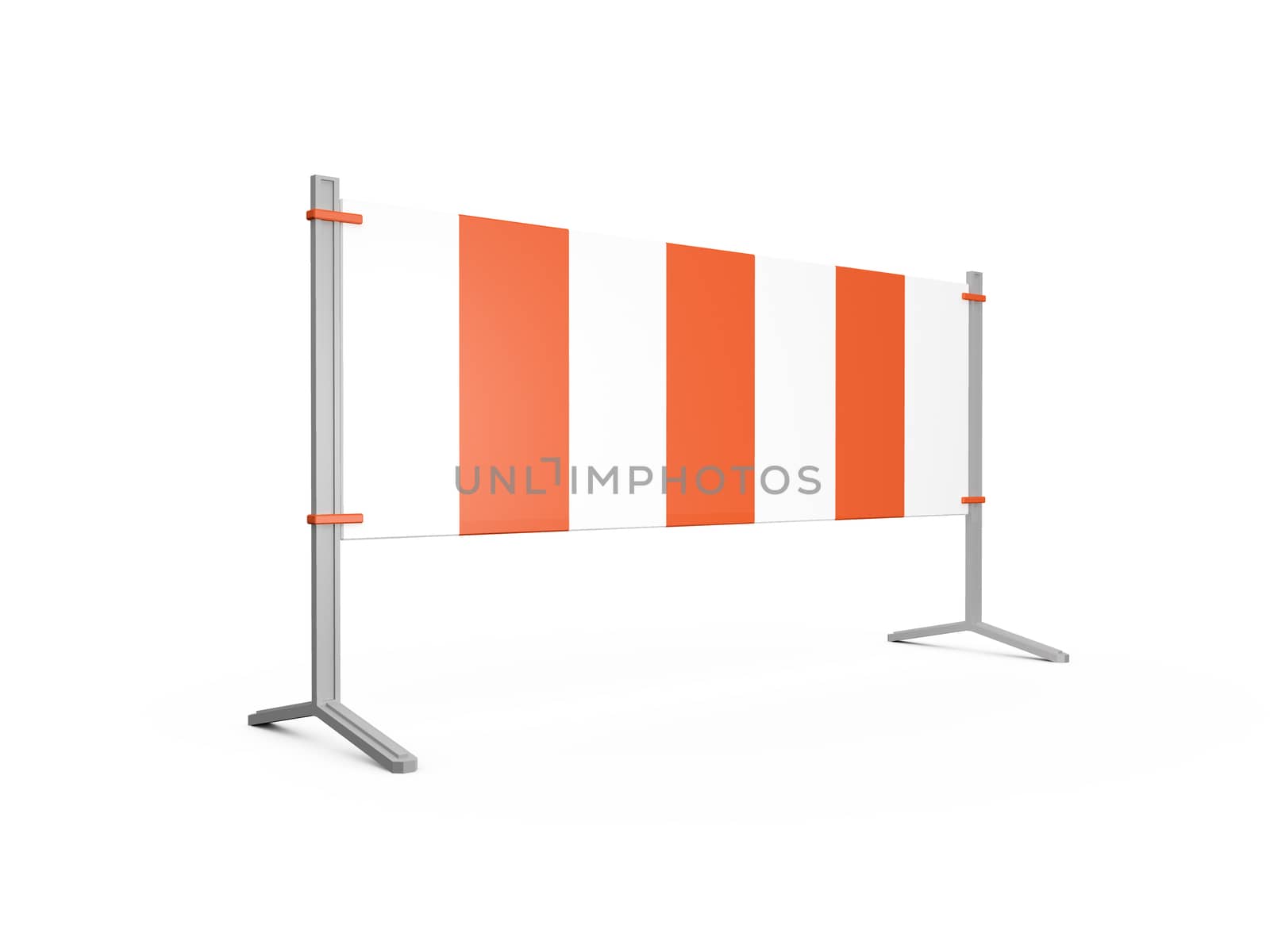 Road barrier or construction sign with lights, isolated on white background.