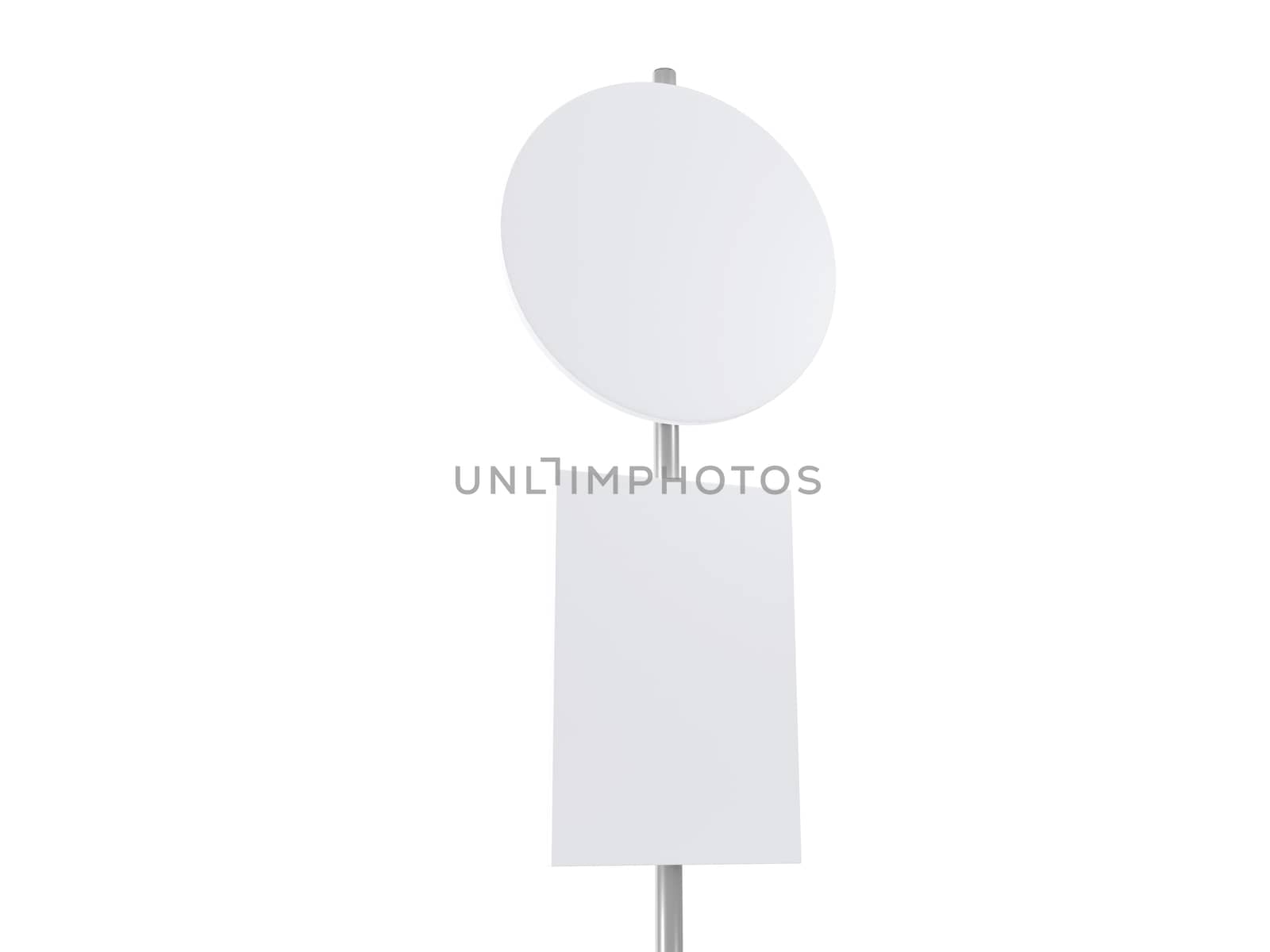 Blank, white road sign template, isolated on white background.