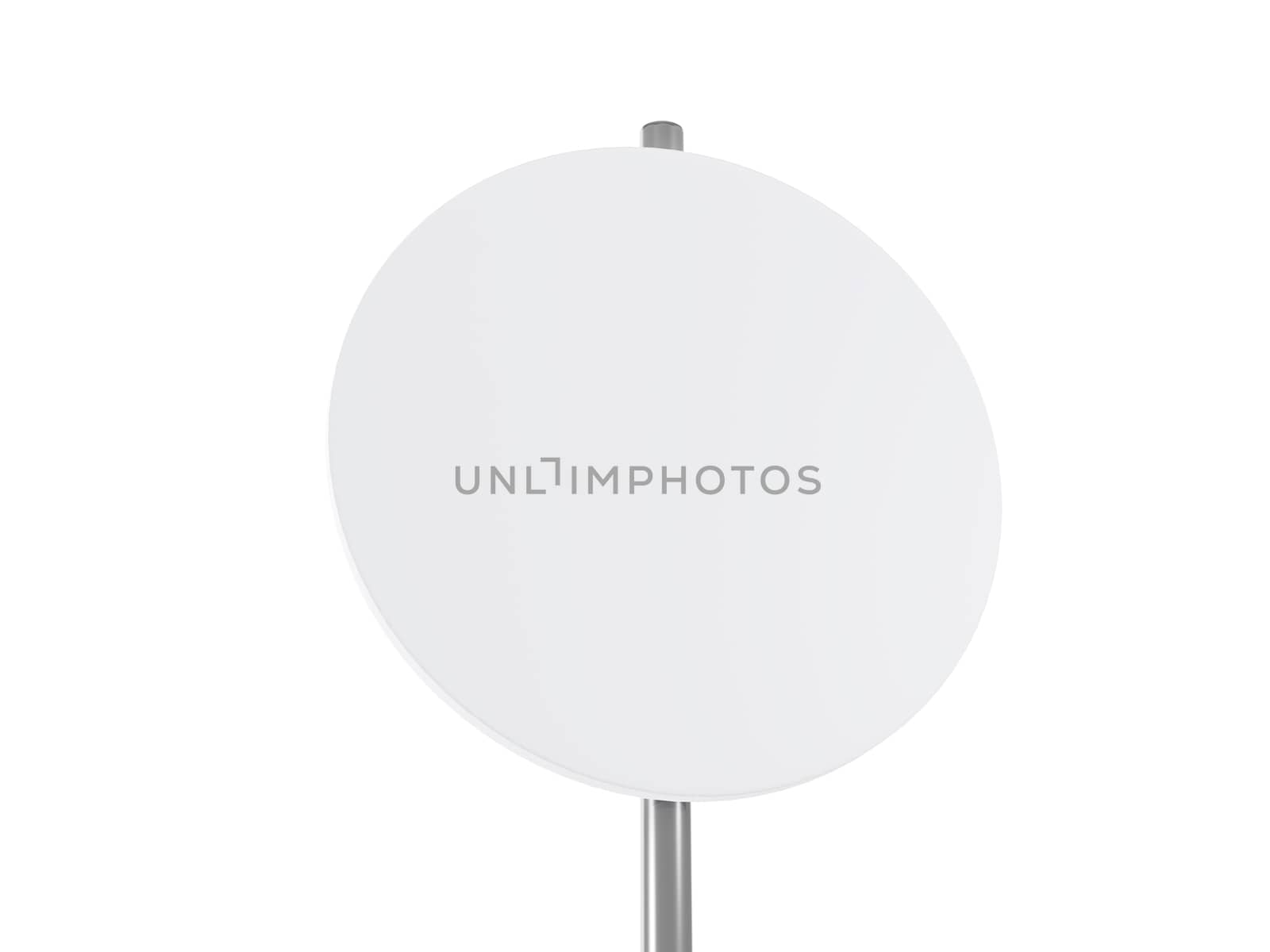 Close up to rounded traffic sign, isolated on white background.