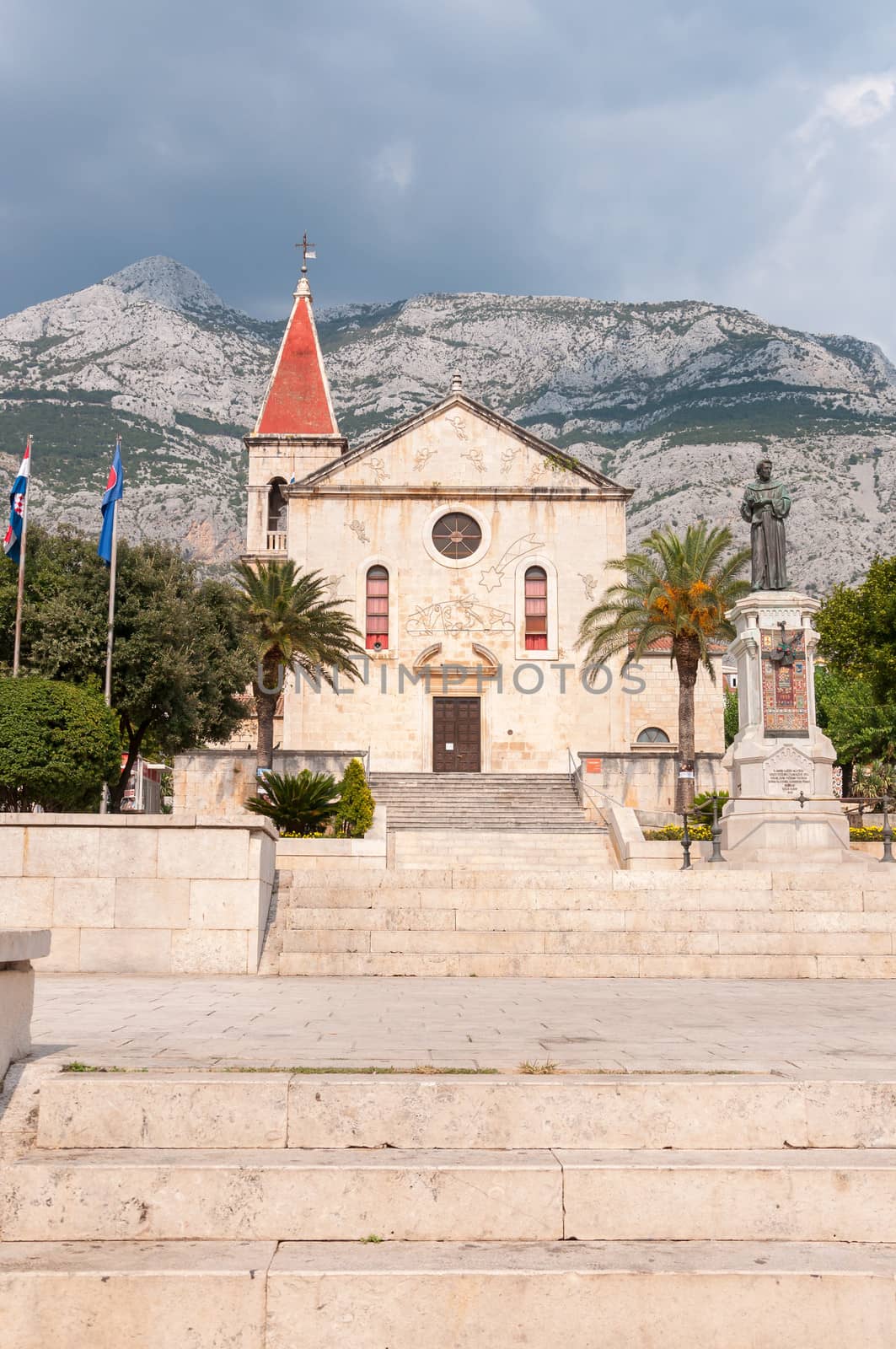 St. Mark's Church on Kaciceva square in Makarska, Croatia.