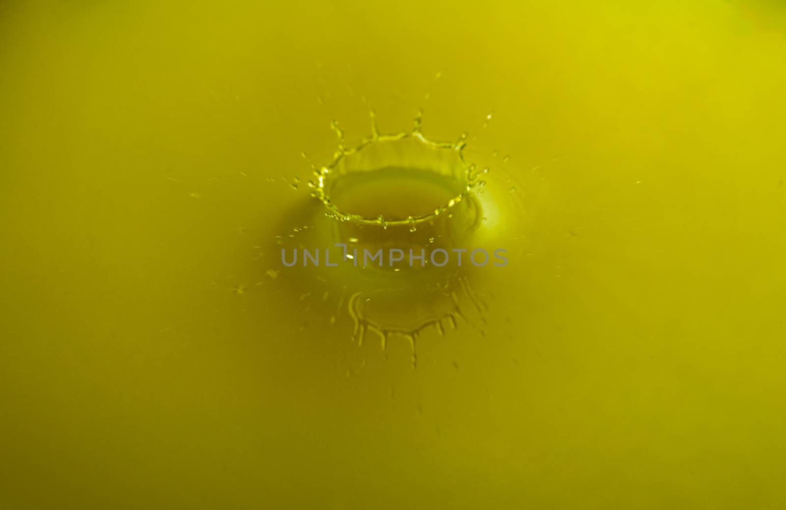 Abstract of Water Drops and droplets, Yellow Liquid , Copy Space, High speed