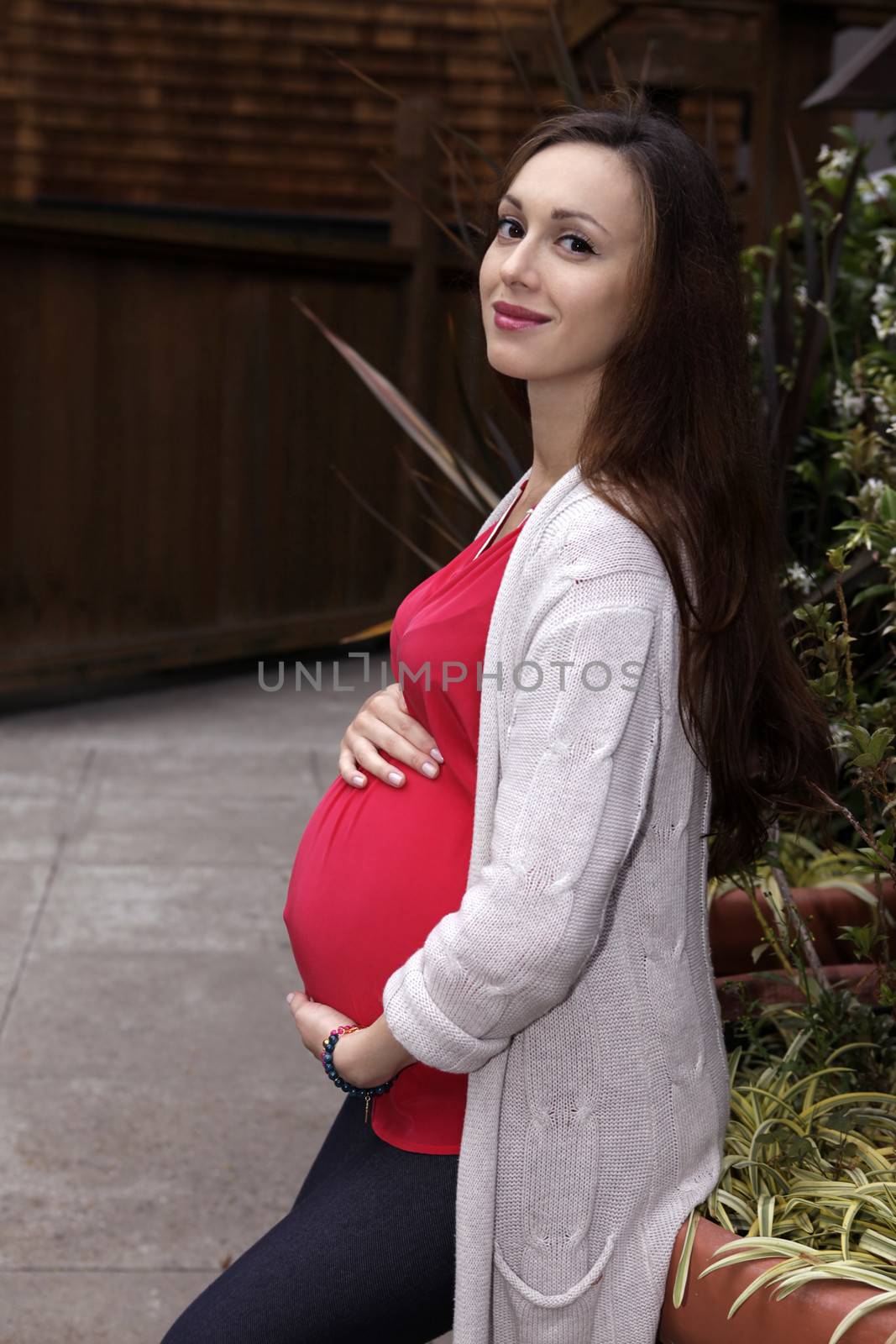 Beautiful pregnant woman on street San Francisco