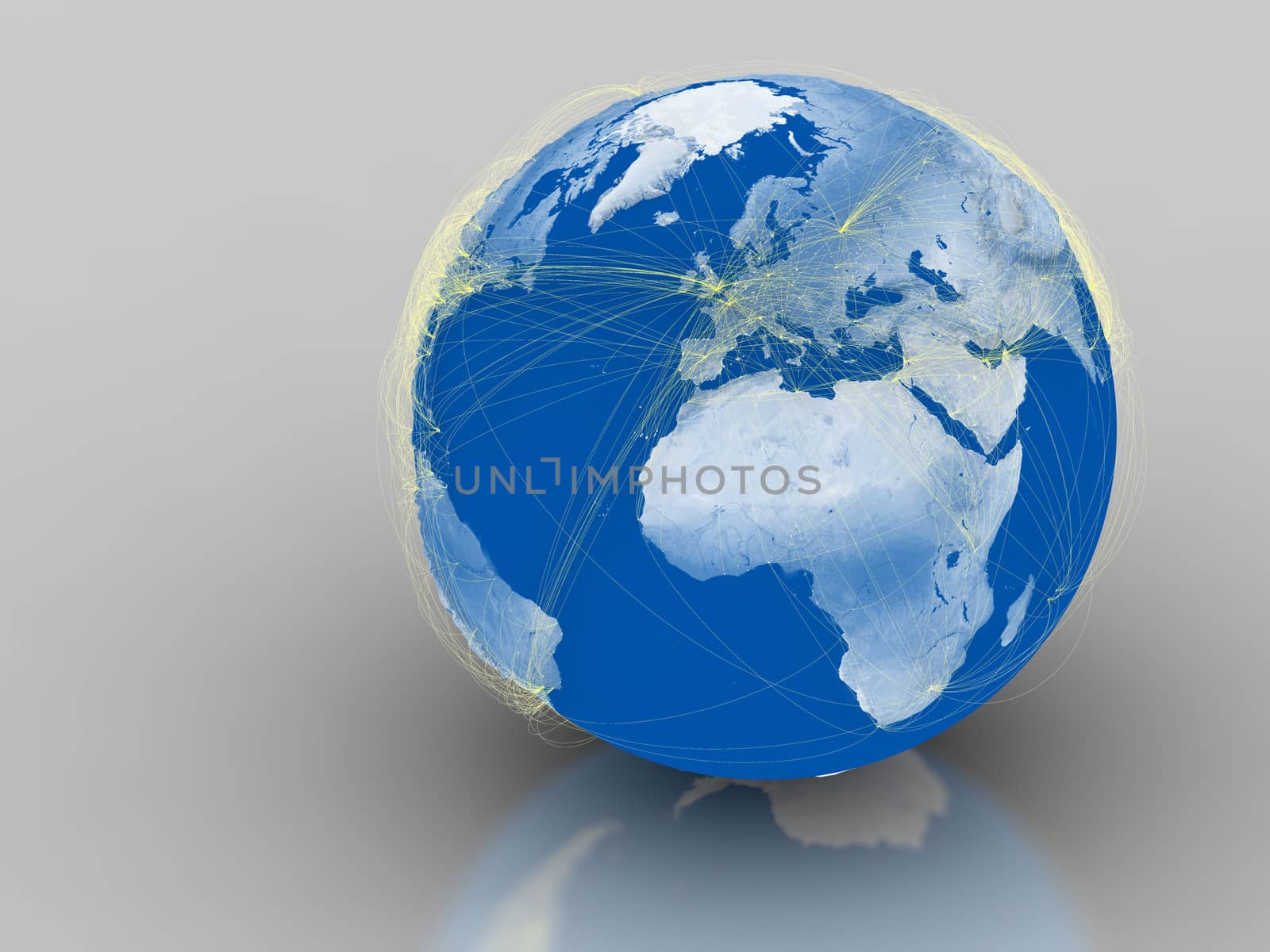 Europe on planet Earth with connections between cities and continents representing global airline networks. Elements of this image furnished by NASA