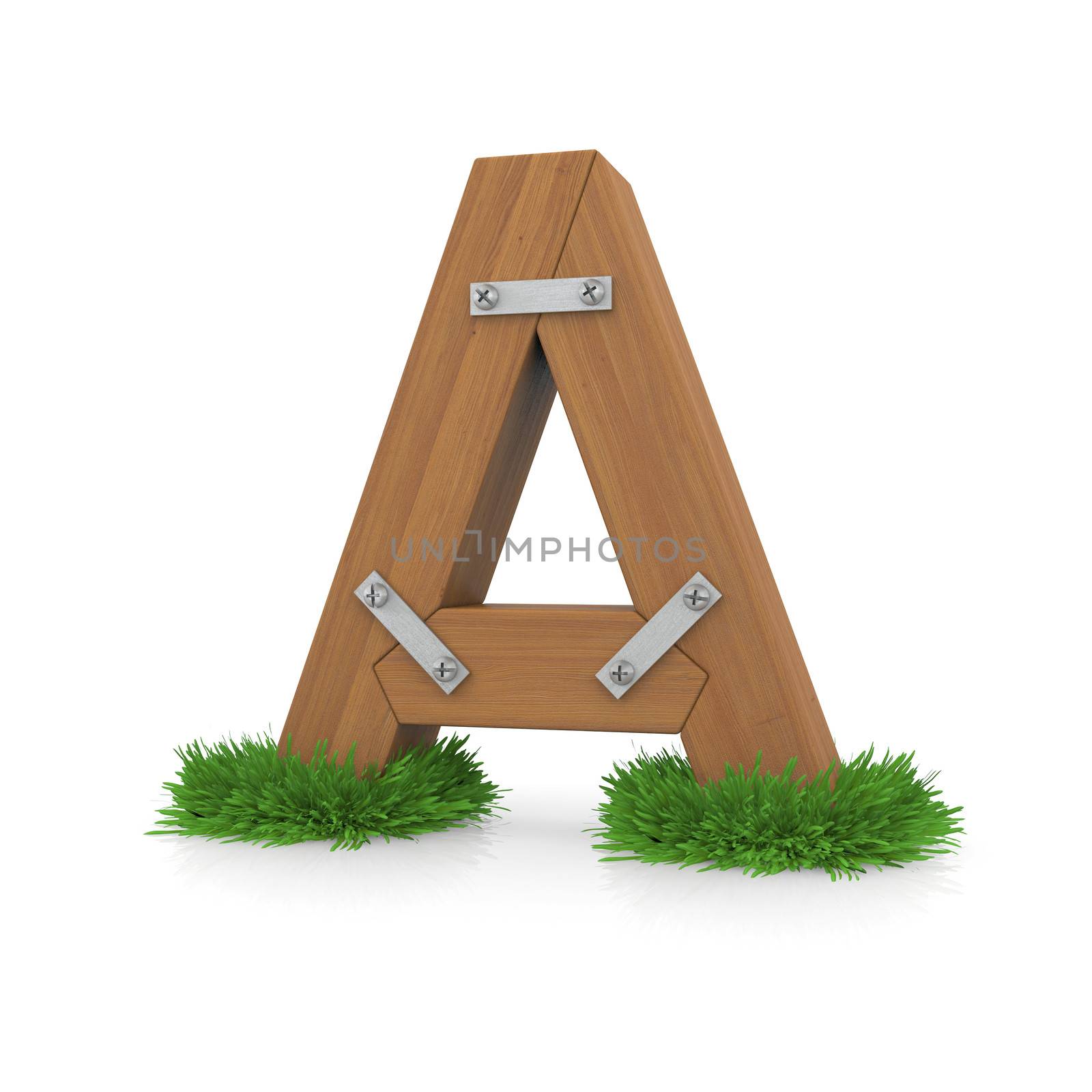 Wooden letter A in the grass by cherezoff