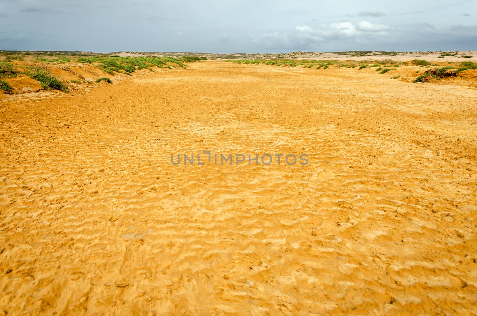 Dry river bed in a desert in La Guajira, Colombia