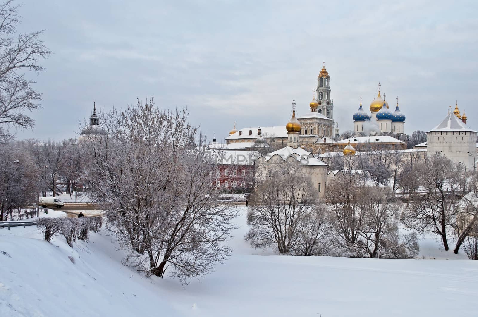 Holy Trinity Sergius Lavra, Sergiev Posad, Russia, winter time. UNESCO World Heritage Site