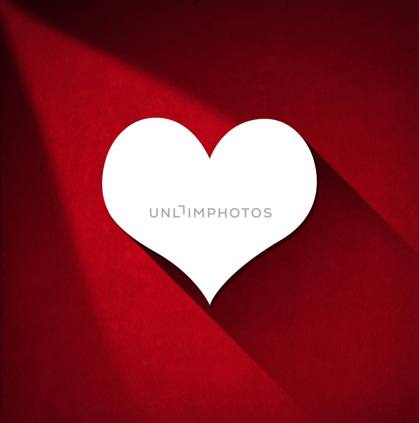 White Paper Heart on Red Velvet Background by catalby
