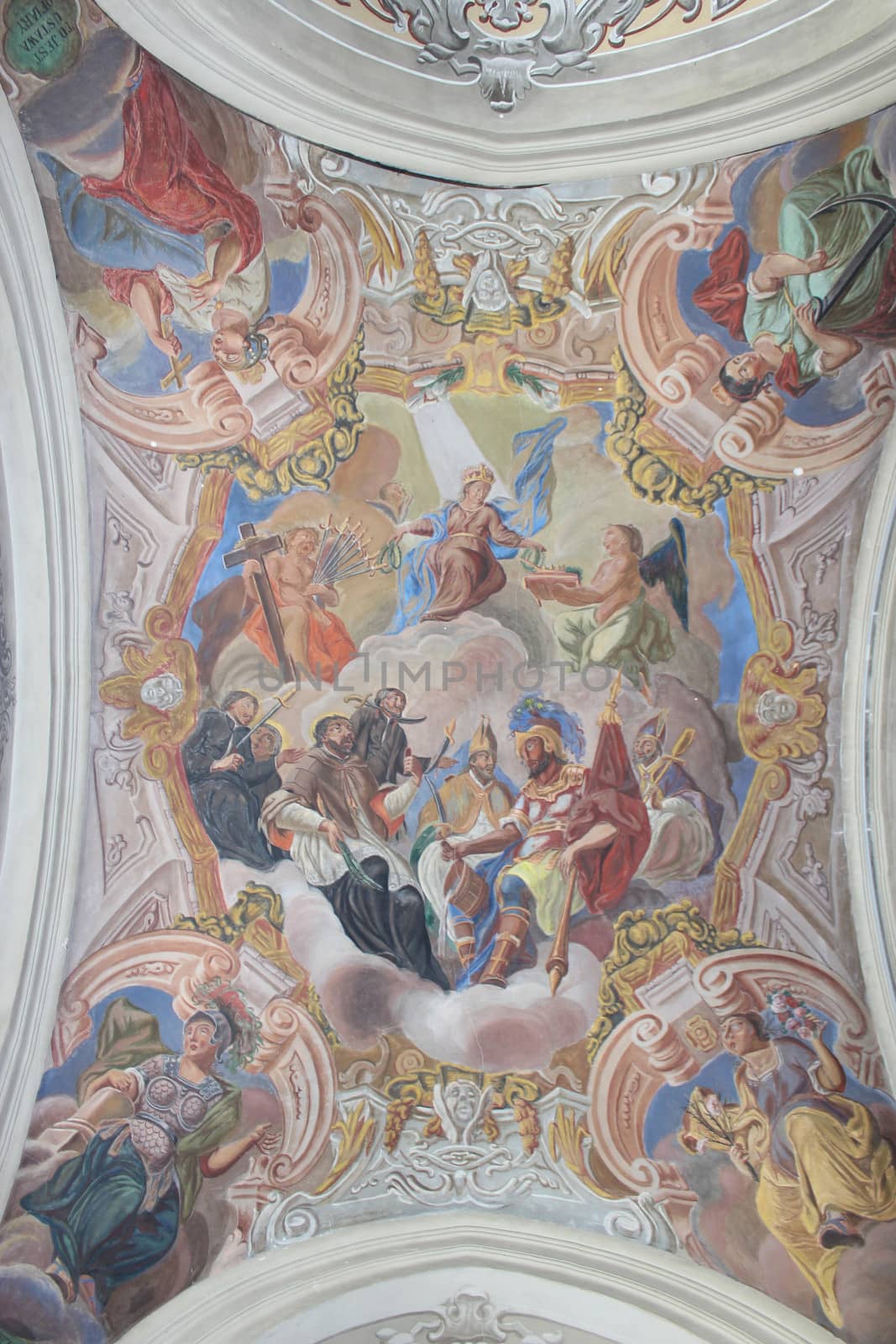 magnificent paints on the ceiling of the church in Lvov