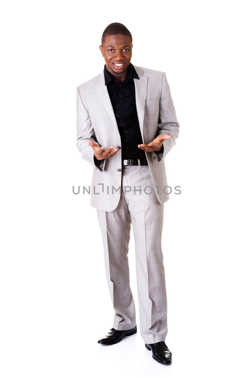 Male businessman with open palms. by BDS