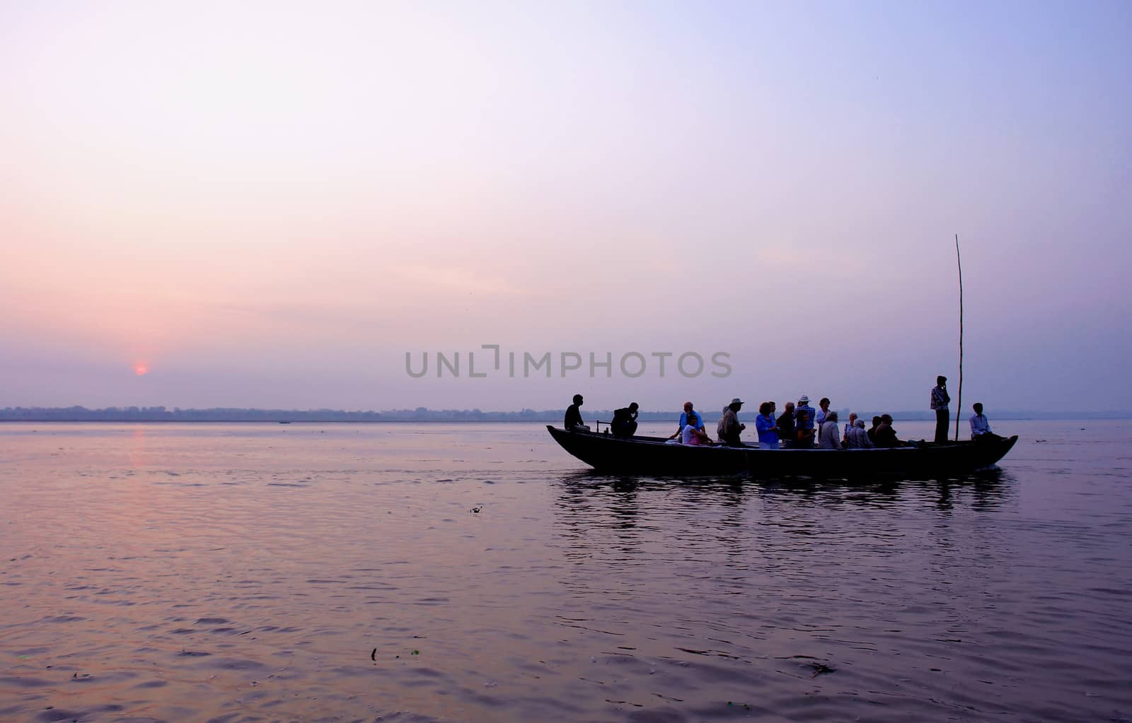 Boat trip in ganjes river at sunrise by ptxgarfield