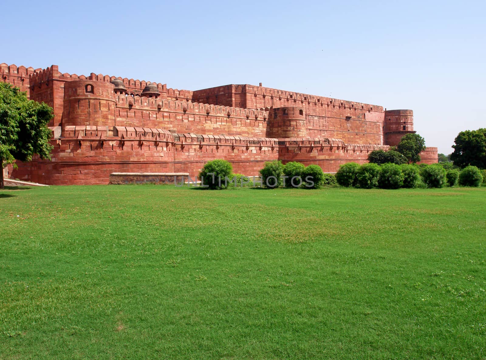 Outside Architecture of the Red Fort in Agra, India
