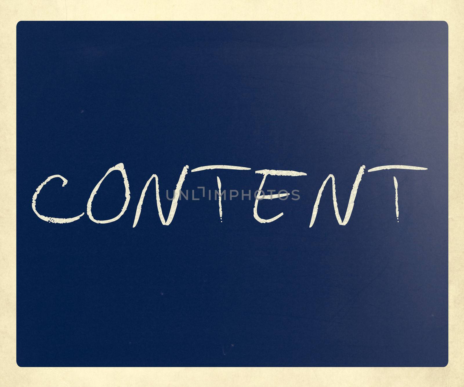 The word "Content" handwritten with white chalk on a blackboard by nenov