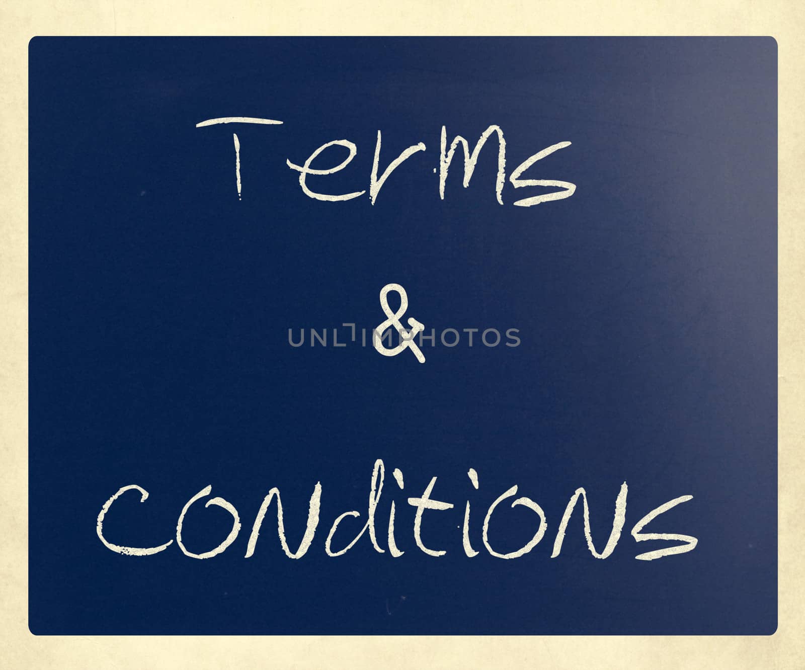 "Terms & Conditions" handwritten with white chalk on a blackboard.