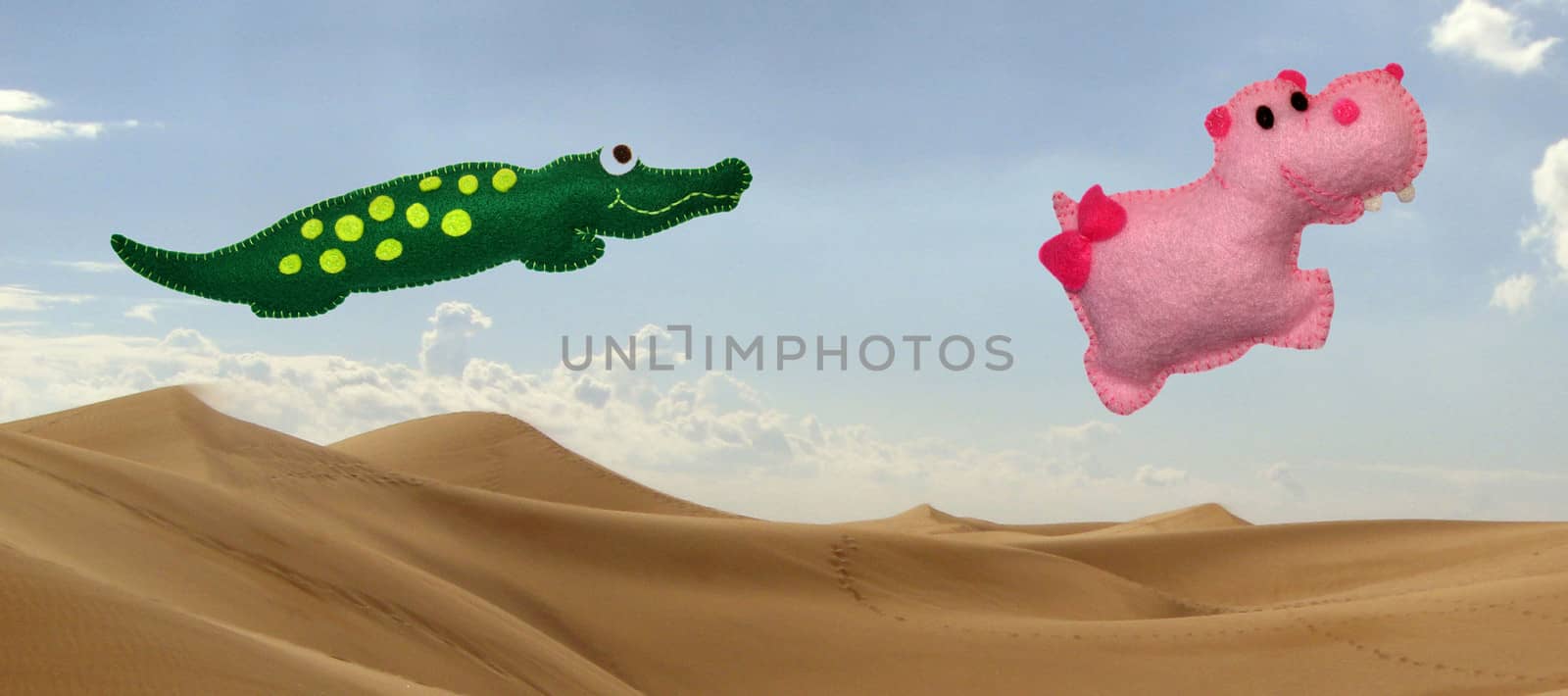 Crocodile and hippo in the sky