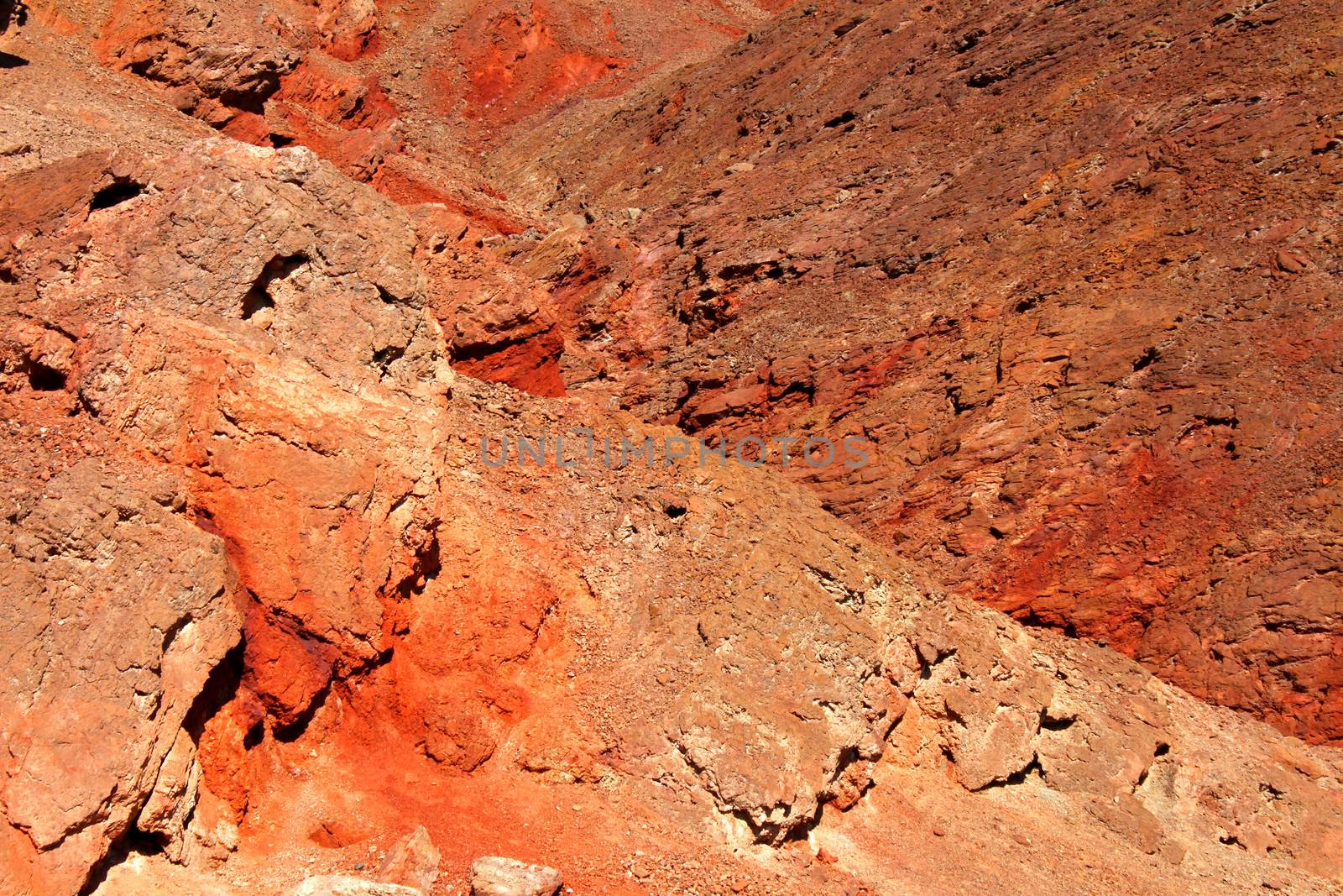 Bright colored rocks of Golden Canyon in Death Valley National Park.