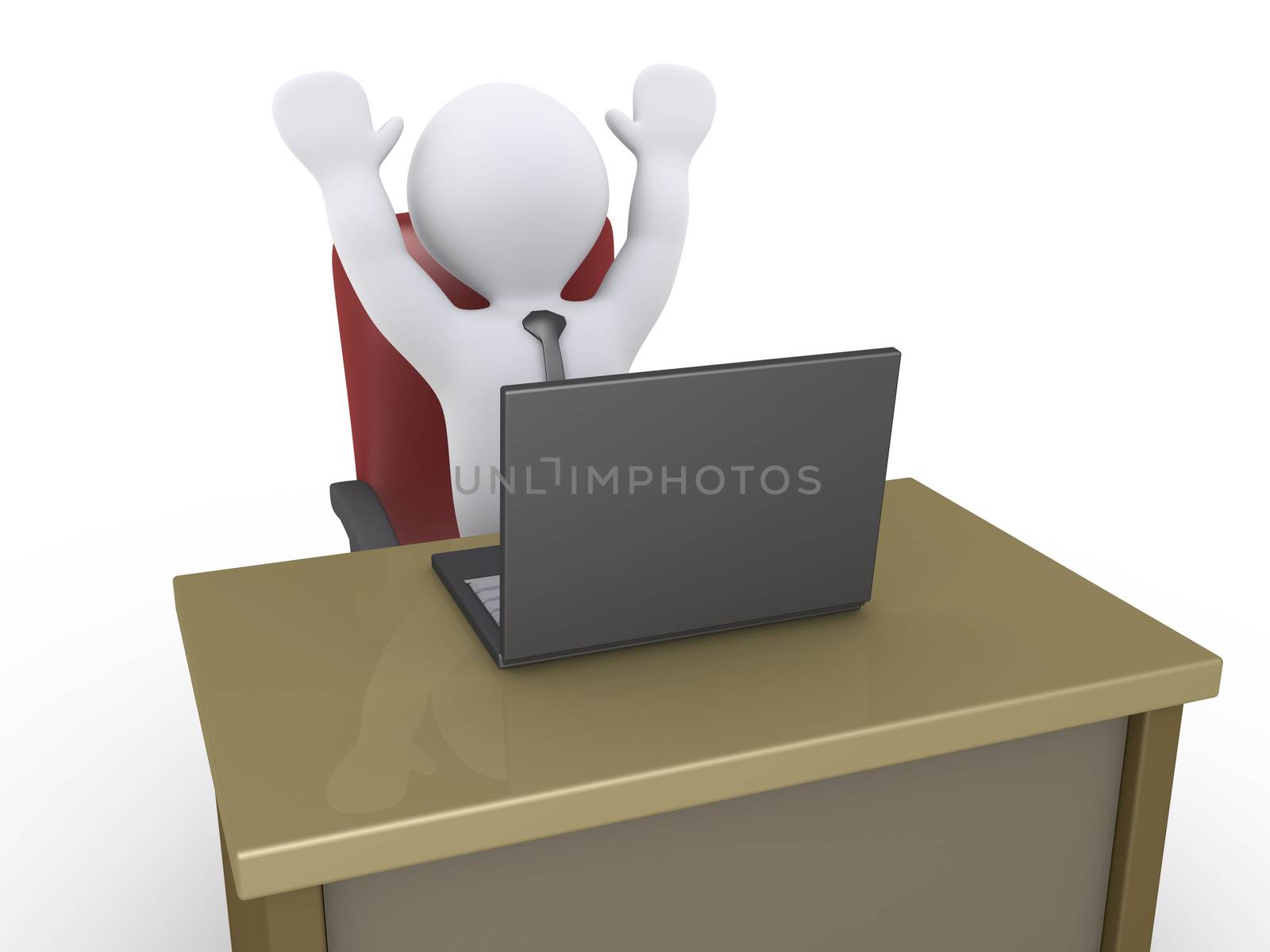 Happy businessman with laptop by 6kor3dos